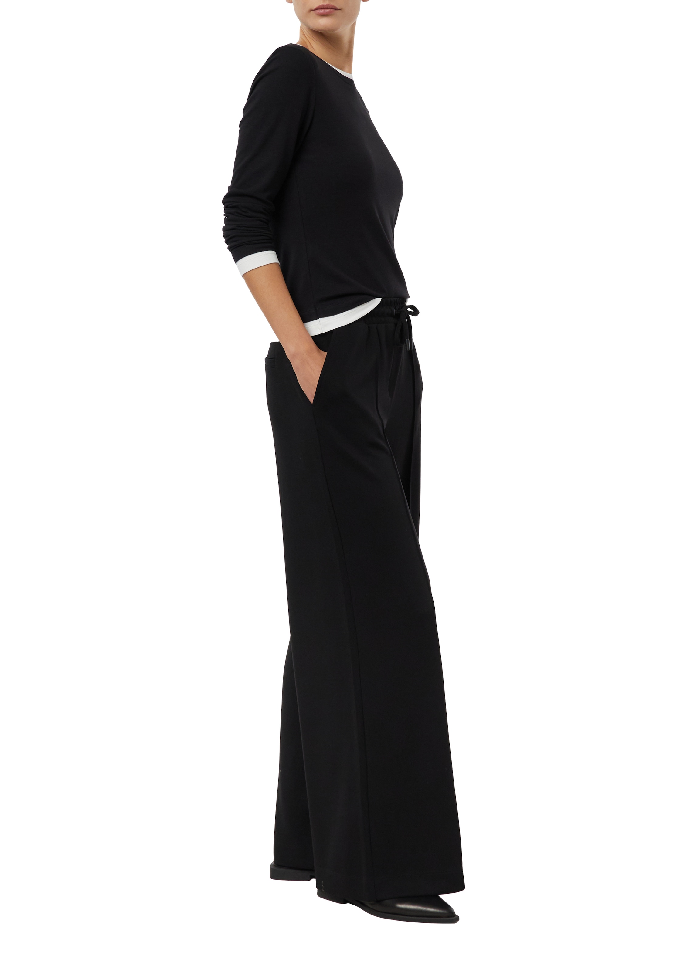Comma Stoffhose  mit weitem Bein und Kordelzug