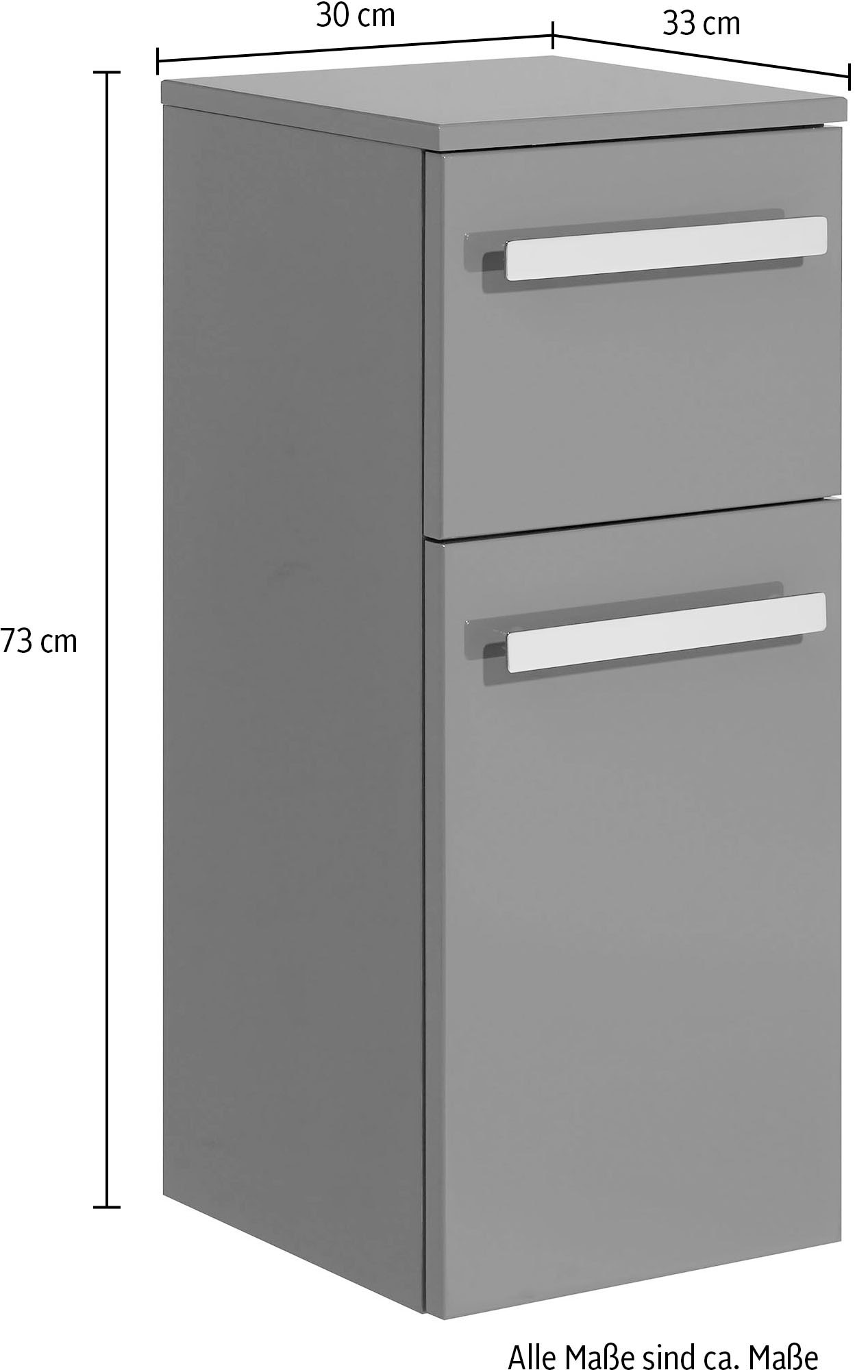 Saphir Unterschrank »Serie 4005 Badschrank 30cm breit, 1 Tür, 1 Schublade, inkl. Türdämpfer«, Badezimmerschrank mit 1 Glas-Einlegeboden, 73 cm hoch, 33 cm tief