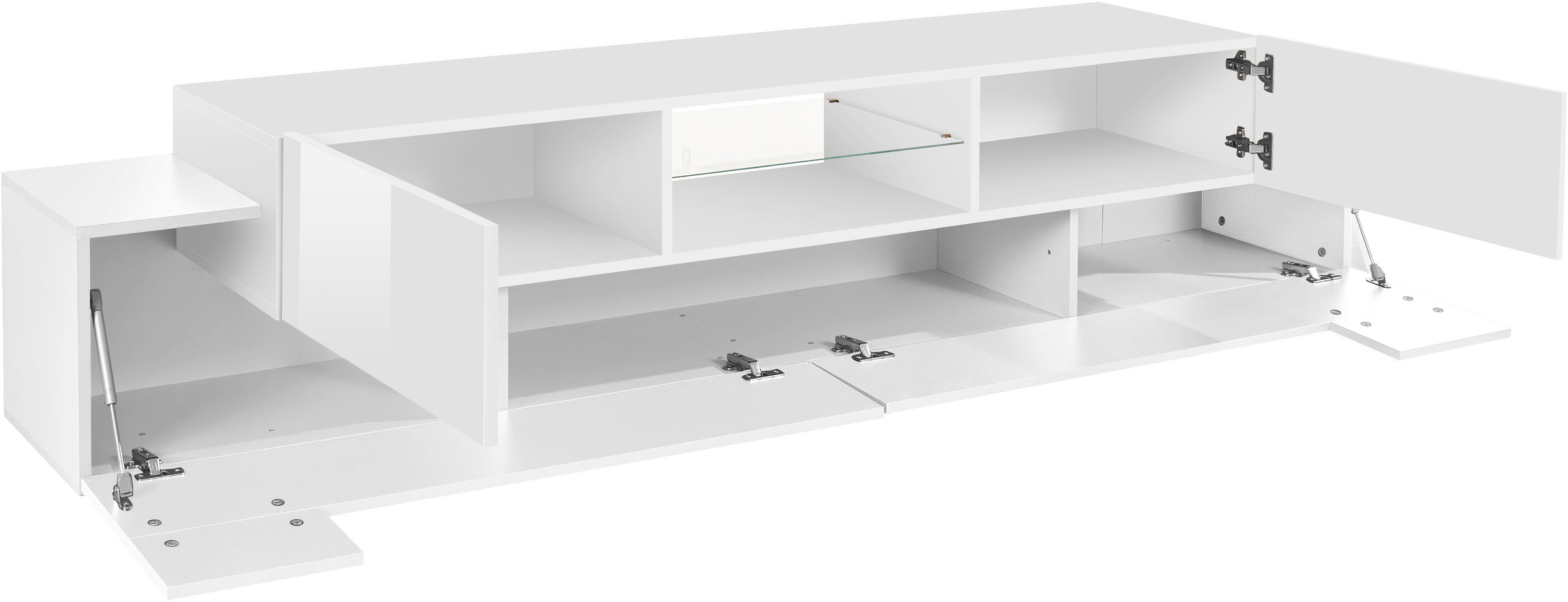 INOSIGN Lowboard »Coro,Lowboard,TV-Kommode,TV-Möbel,TV-Bank«, mit 2 Klappen, 2 Türen, 1 Glasboden, Breite 220