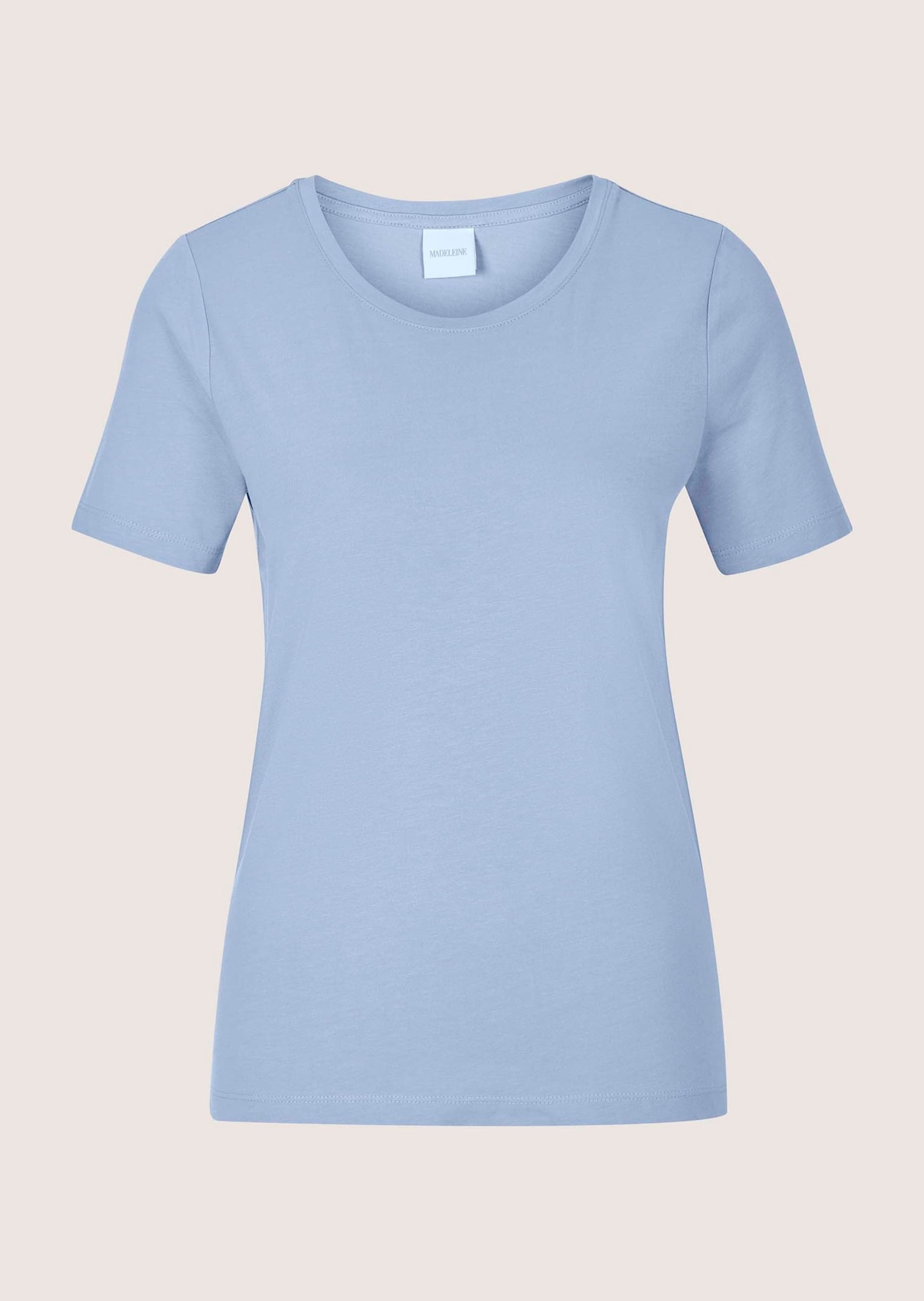 MADELEINE Kurzarmshirt »Shirt Schlichtes Basicshirt mit Rundhalsausschnitt« Gerader Saum