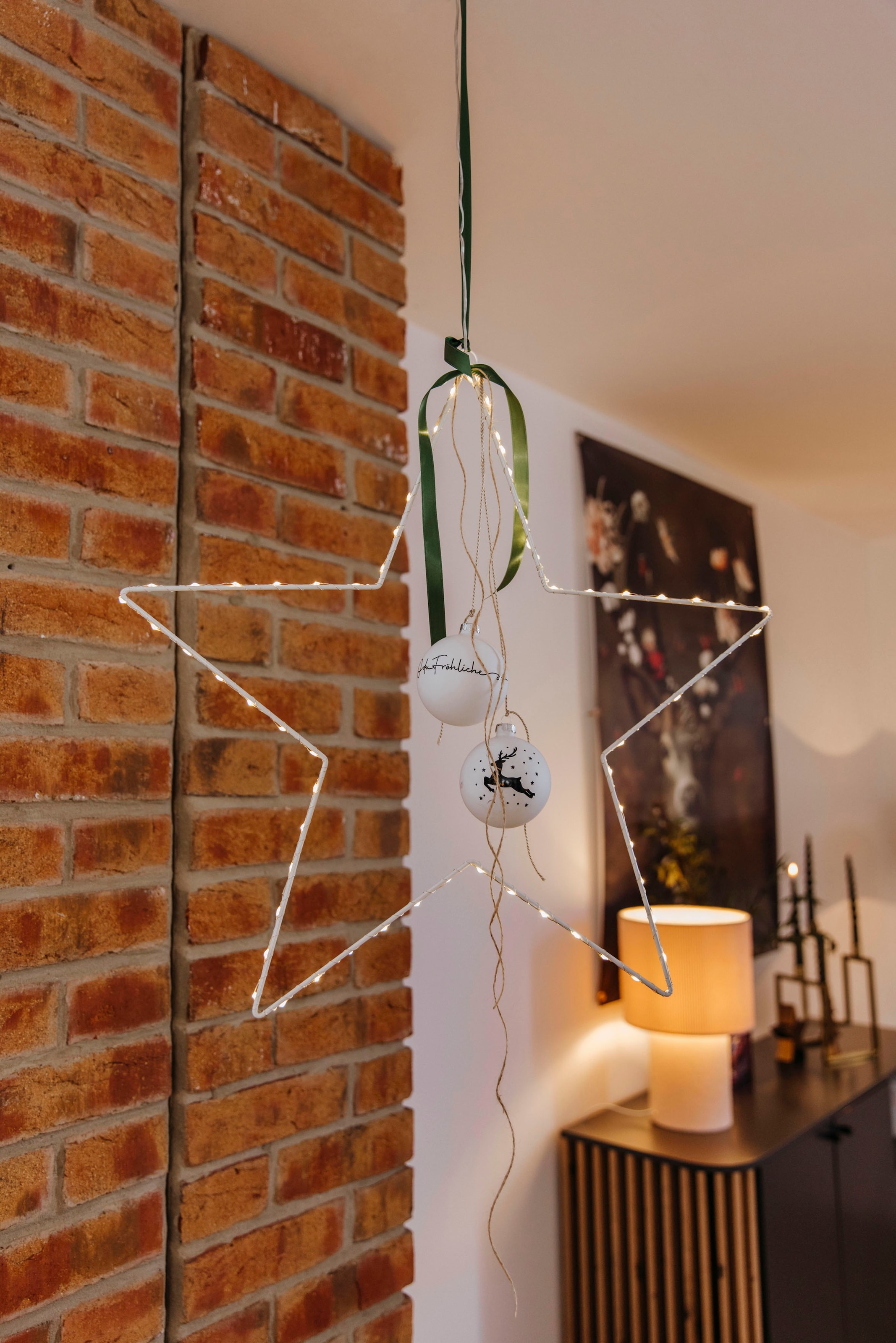 AM Design LED Stern, Weihnachtsstern aus Draht, mit Öse zum Aufhängen,Weihnachtsdeko aussen