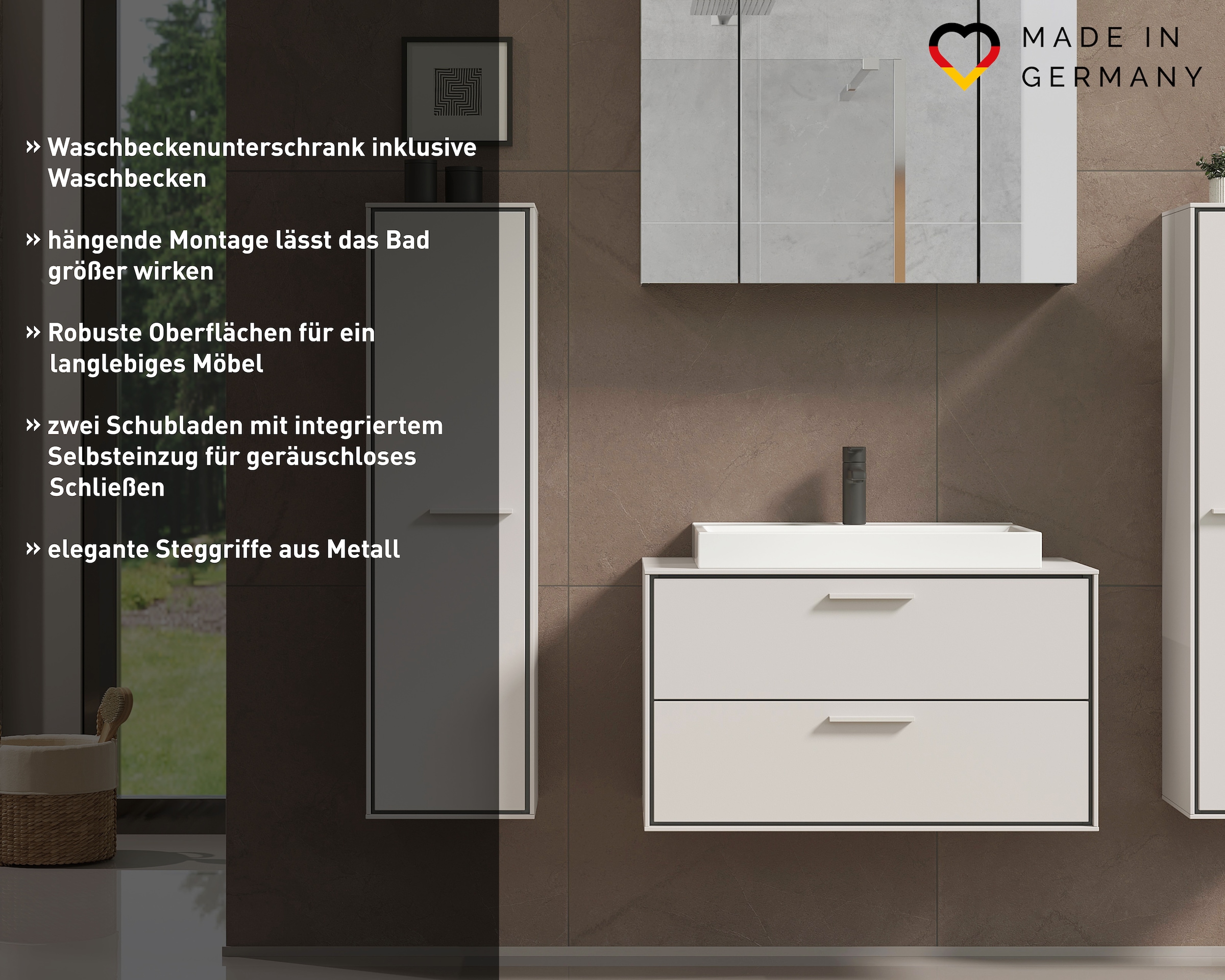 GERMANIA Waschtisch »Waschtisch inkl. Becken "Sovana"« 2 Stk. tlg. Waschbeckenunterschrank inkl. Waschbecken