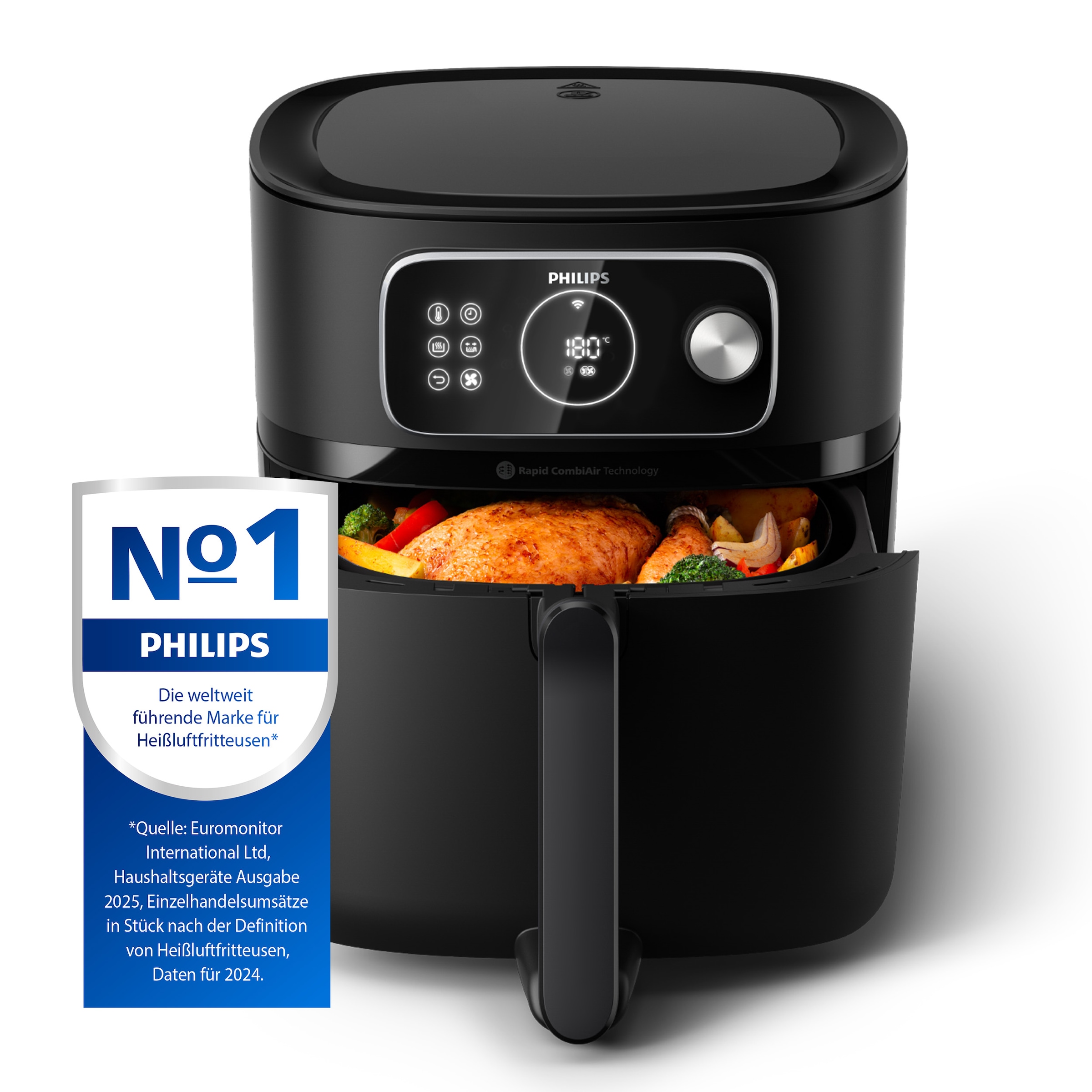 Philips Heißluftfritteuse »Airfryer XXL Kombi HD9876/90, mit 8,3 l, Rapid CombiAir Technologie«, 2200 W, Fassungsvermögen 8,3 l, 22 Kochfunktionen, QuickClean und WiFi Konnektivität