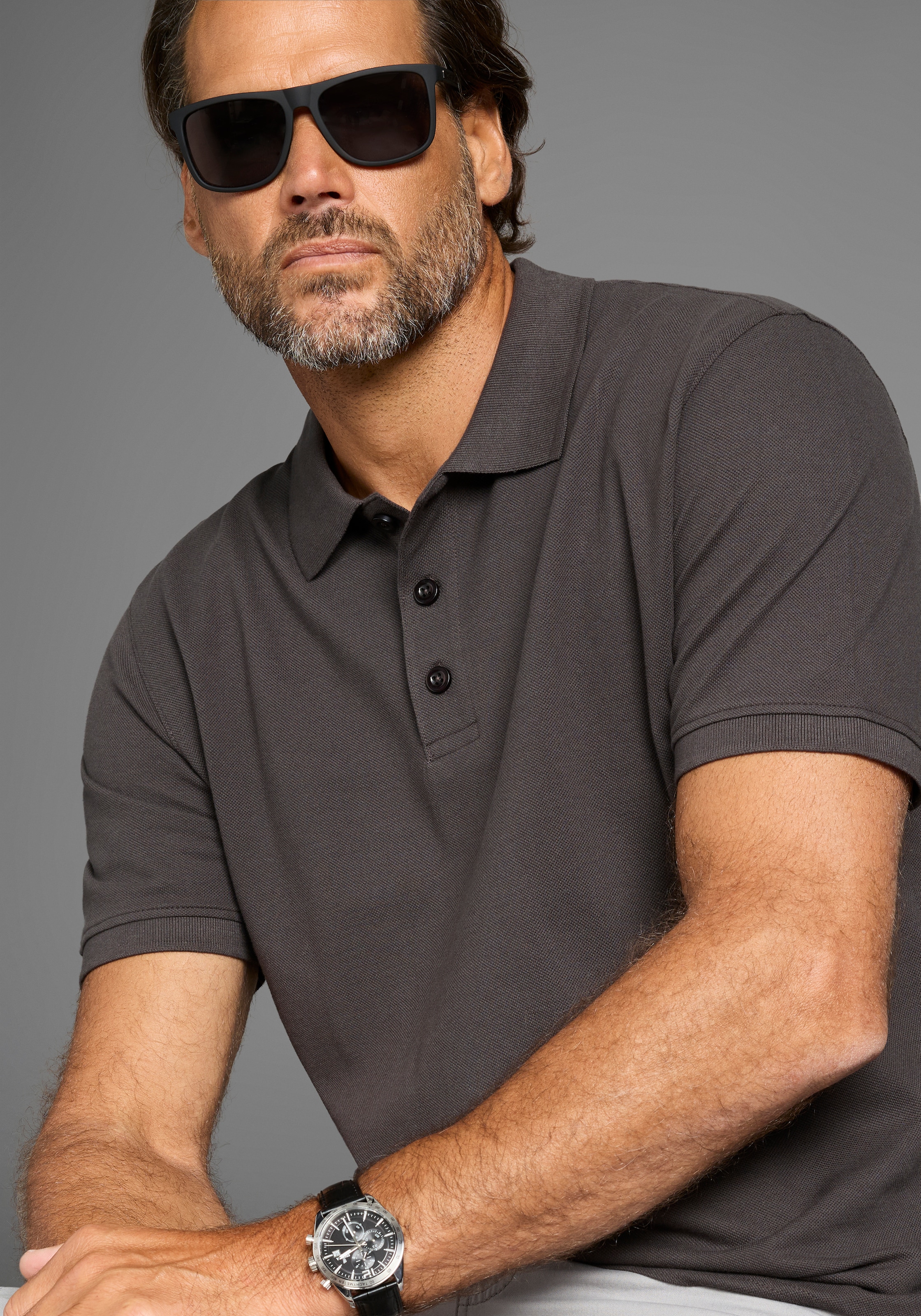 Man's World Poloshirt, Kurzarm, lockere Passform, unifarben