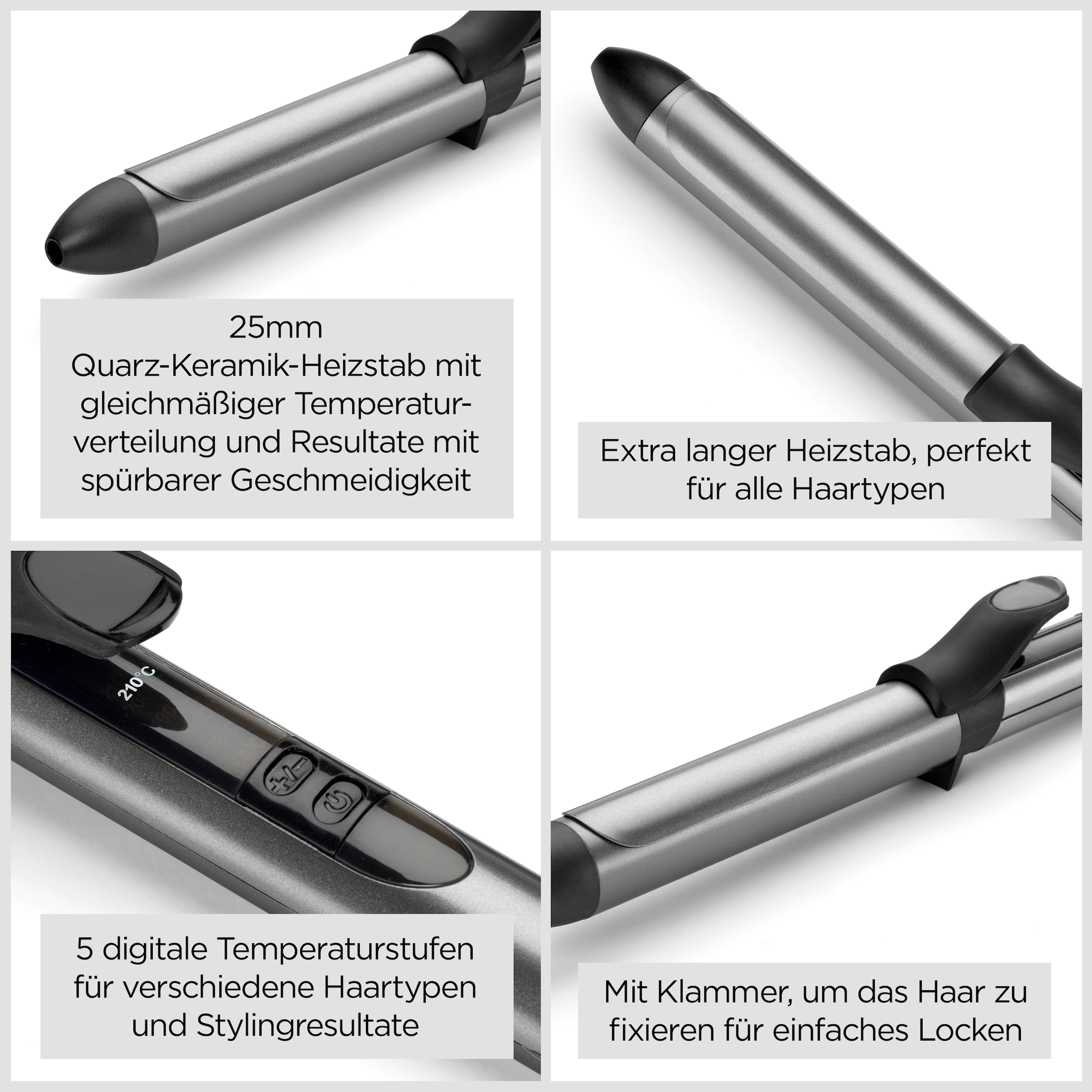 BaByliss Lockenstab »Xanadu 25mm Lockenstab mit Klammer, C261E« Keramik-Beschichtung Quarz-Keramikbeschichtung, 6 Temperaturstufen, für definierte Locken