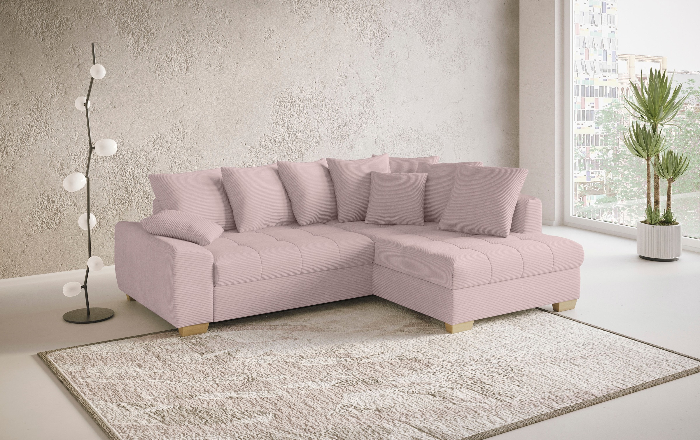 Mr. Couch Ecksofa »Nikita II, L-Form, bis 140kg pro Sitzplatz belastbar«, mit Kaltschaumpolsterung, wahlweise mit Bett und Bettkasten