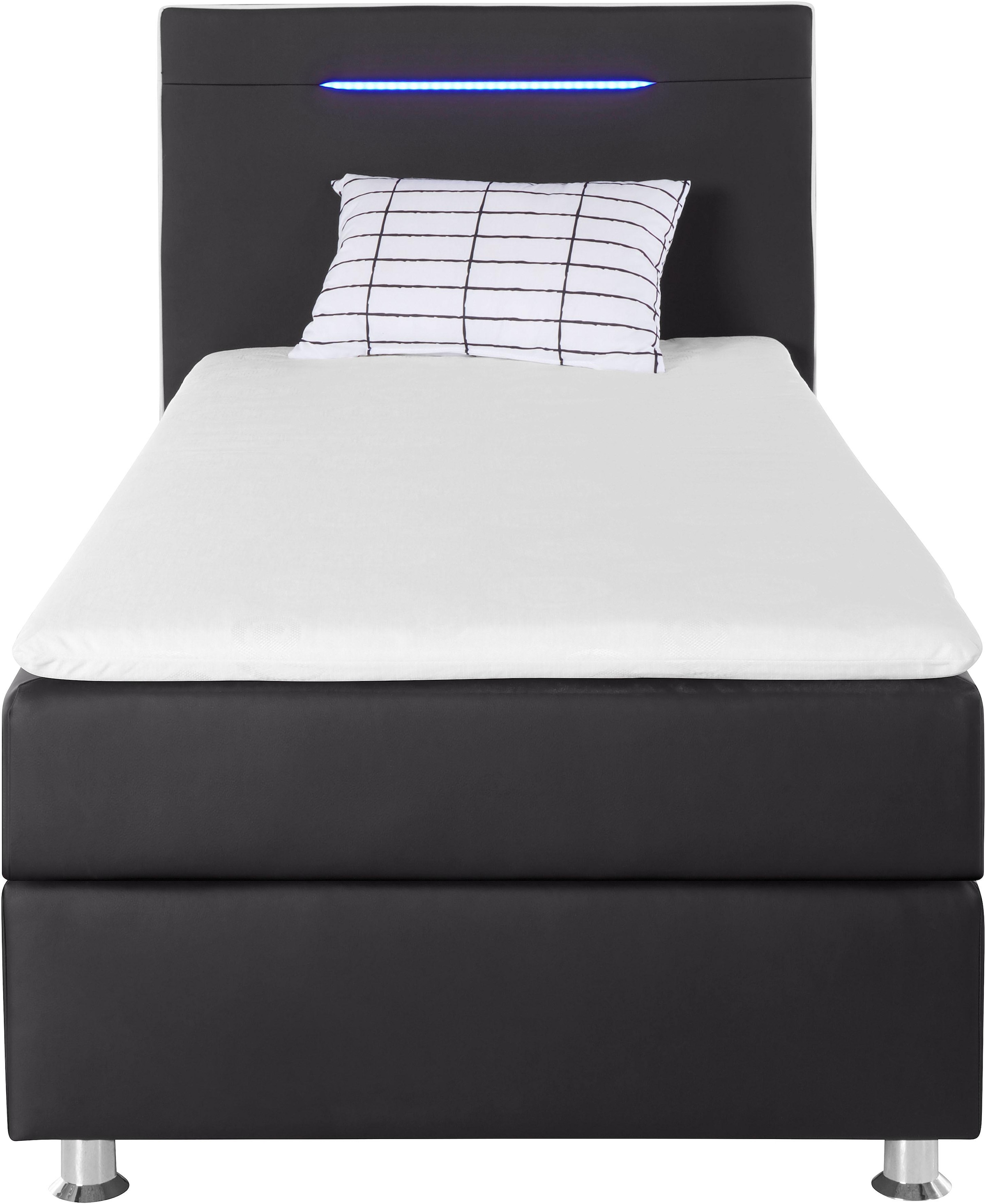 COLLECTION AB Boxspringbett »London, inklusive Topper und Kissen, mit LED-Beleuchtung«, Boxspringbett erhältlich in 90cmx200cm, 140cmx200cm & 180cmx200cm