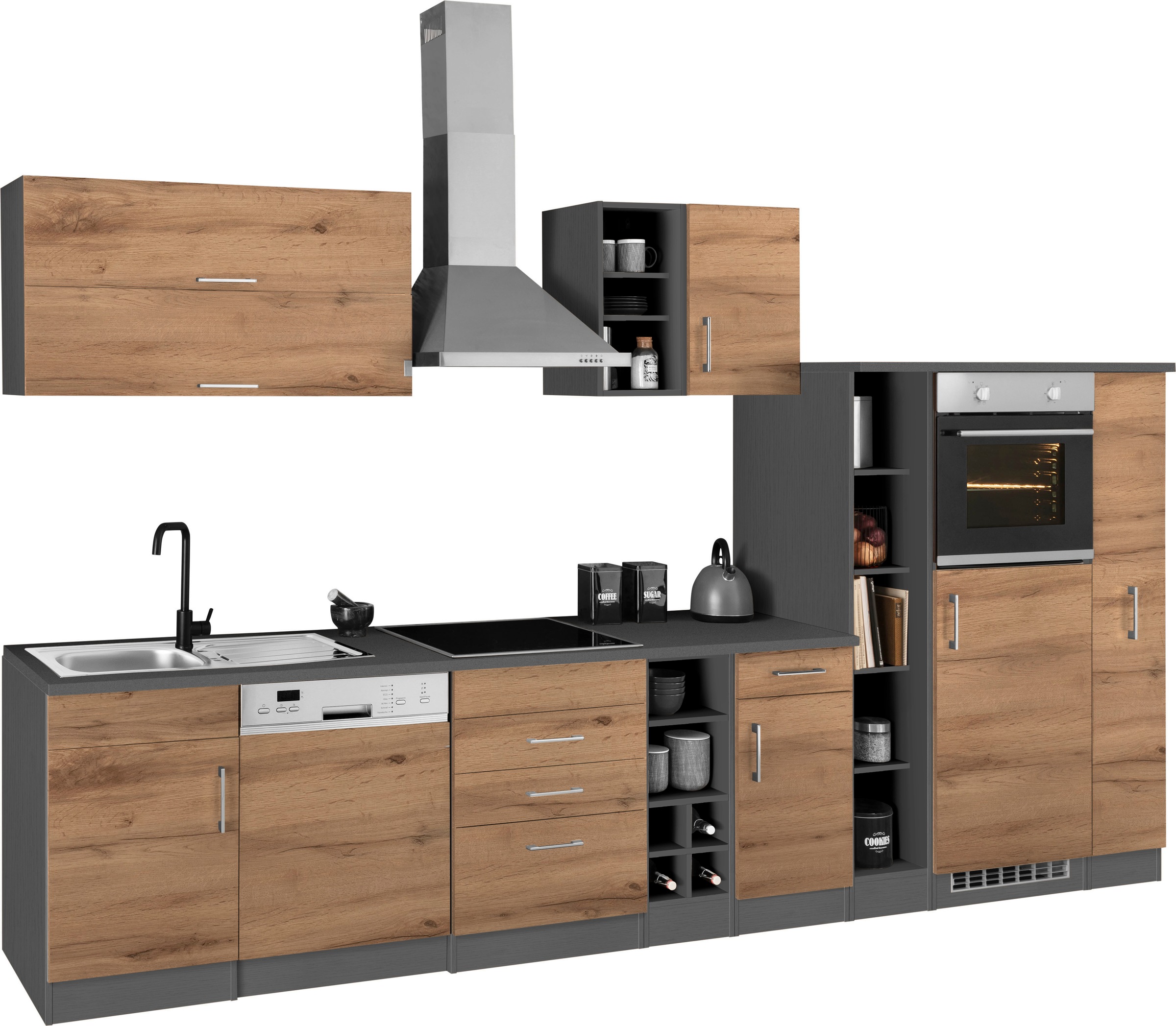 KOCHSTATION Küchenzeile »KS-Colmar« mit E-Geräten, Breite 360 cm