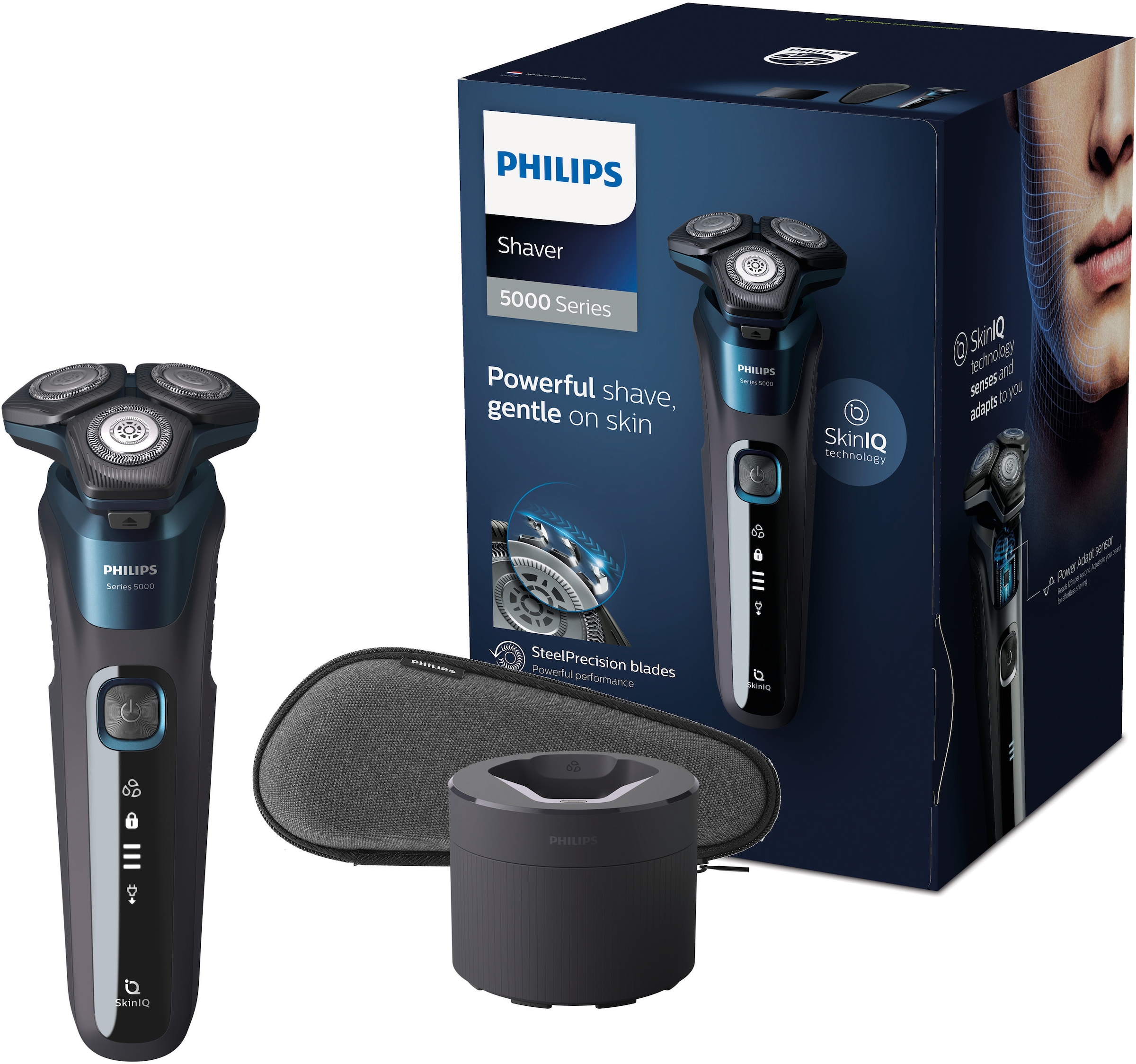 Philips Elektrorasierer »Series kaufen bei OTTO SkinIQ mit ausklappbarer 5000 Reinigungsstation, Technologie S5579/50«, Langhaarschneider
