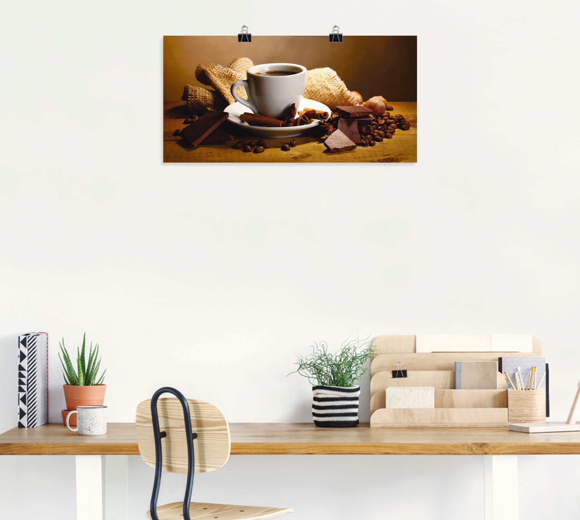 Artland Wandbild »Kaffeetasse Zimtstange Nüsse Schokolade«, Getränke, (1 St.), als Leinwandbild, Poster, Wandaufkleber in verschied. Größen