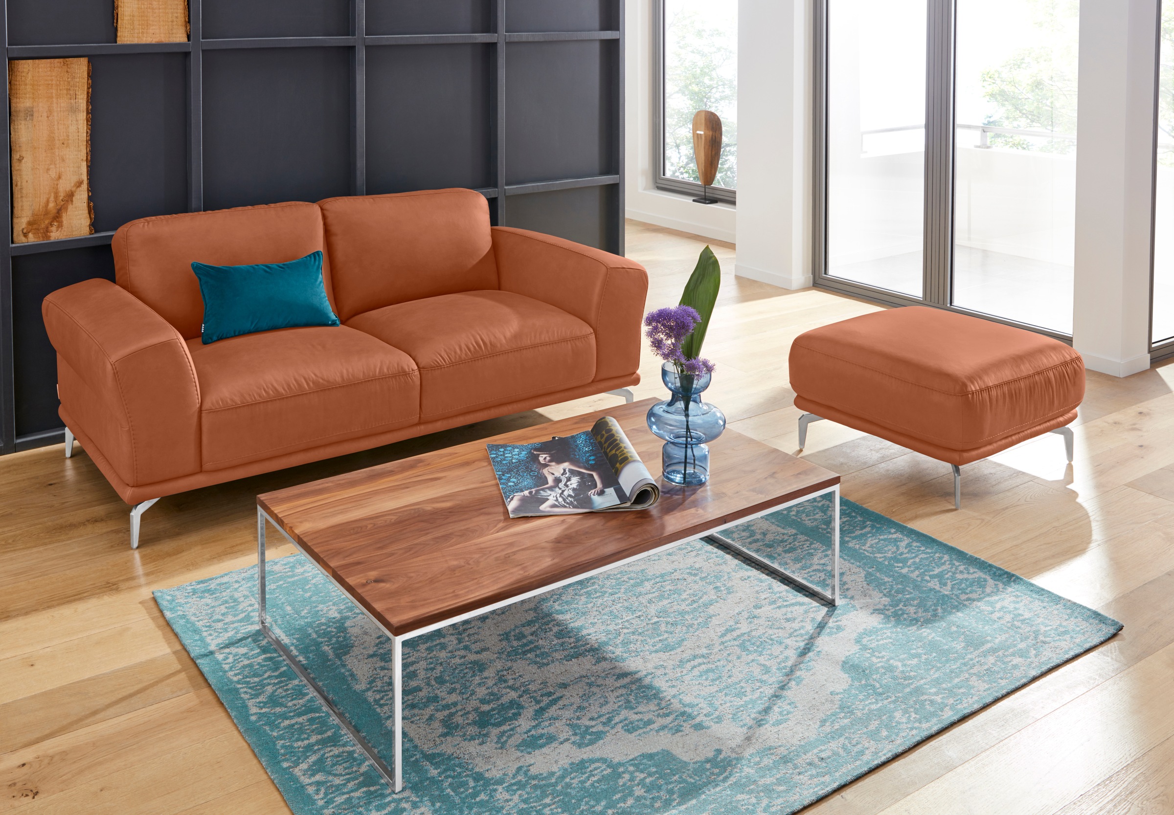 W.SCHILLIG Hocker »montanaa«, mit Metallfüßen in Chrom glänzend, Breite 71 cm