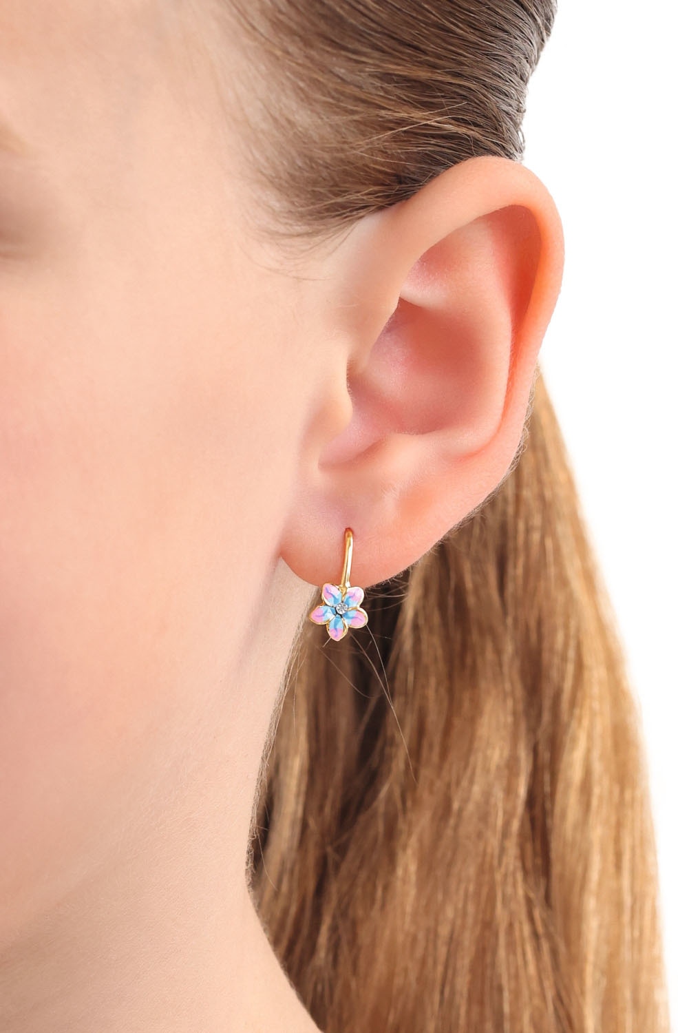 Amor Paar Ohrhänger »Blume« mit Zirkonia (synth.) und Emaille