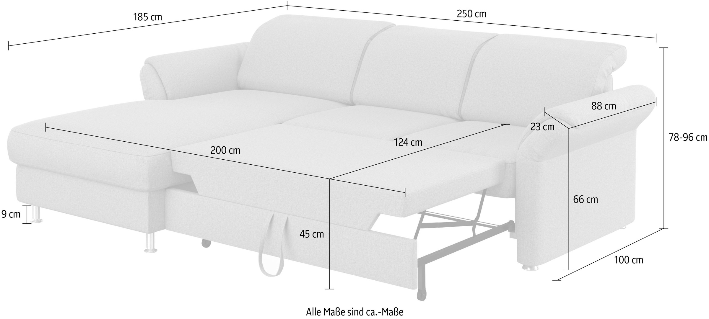 sit&more Ecksofa »Apulia L-Form« wahlweise Bettfunktion, Bettkasten und Kopf- und Armteilverstellung