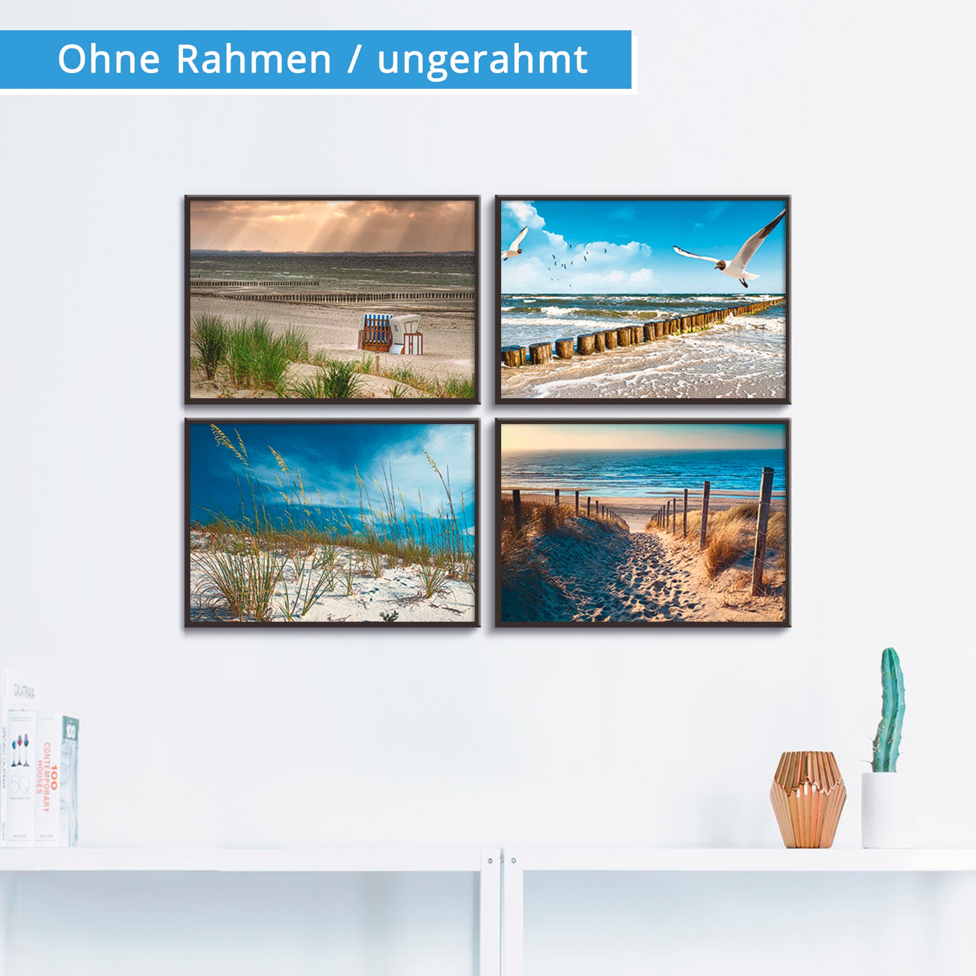 (4 Wandposter Strand online Poster Strand, St.), »Einsamer Artland Poster, Ostsee Sanddüne Wandbild, Gräser«, bei OTTO Bild,