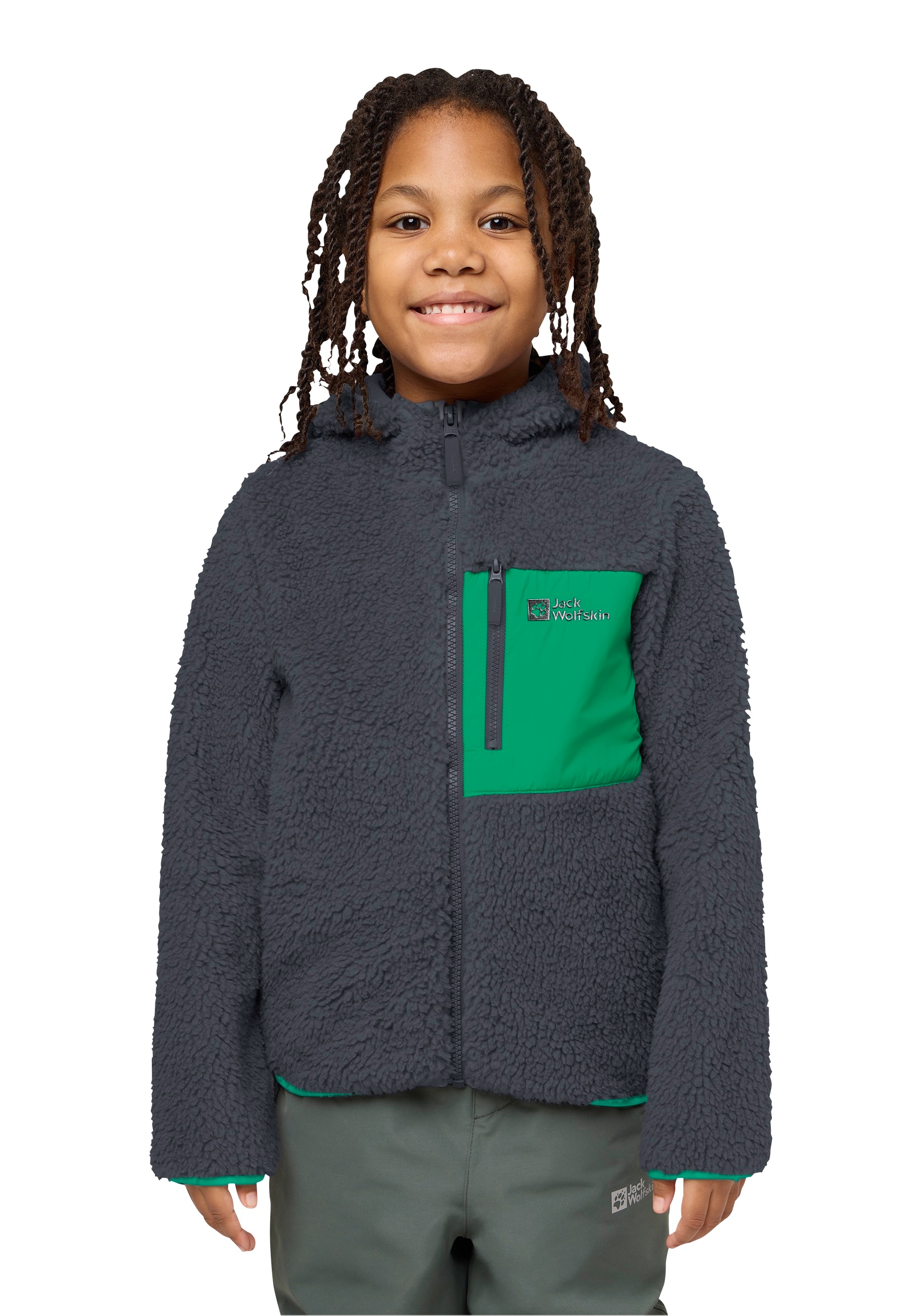 Jack Wolfskin Fleecejacke »ICE CURL HOOD JACKET K«, mit Kapuze, Wärmend, winddicht, Übergangsjacke