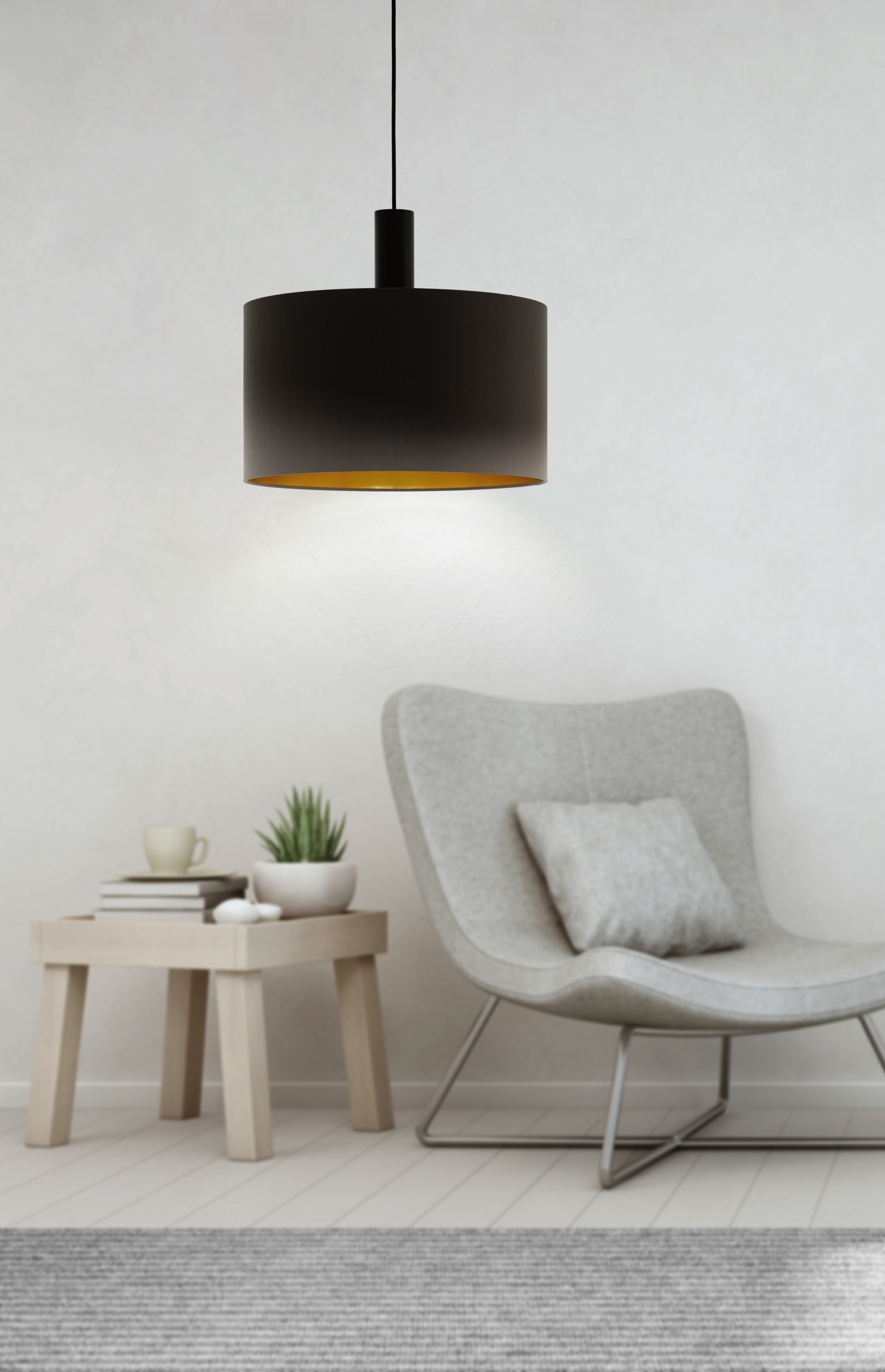 EGLO Pendelleuchte »CONCESSA 1«, 1 flammig, Leuchtmittel E27 | ohne Leuchtmittel, Textil Pendelleuchte, Dunkelbraun, cappuccino und gold, E27, Ø 38cm