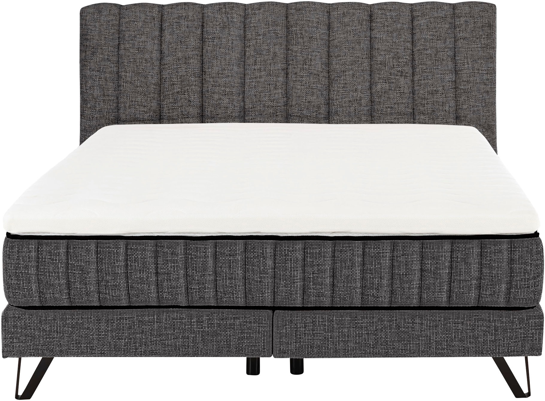 set one by Musterring Boxspringbett »Baldwin«, Liegefläche 180 x 200 cm, Duo-Matratze, Kopfteil mit Steifensteppung