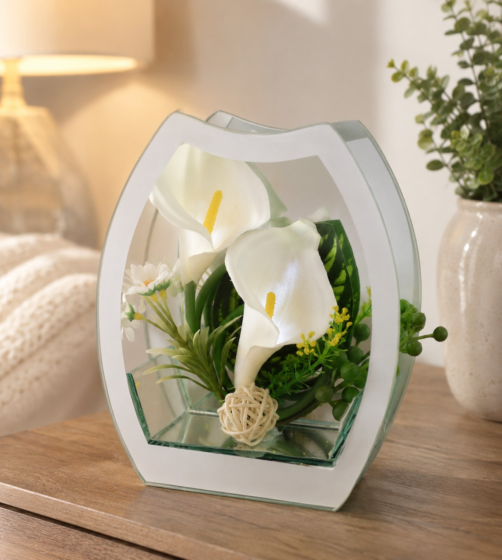 OTTO home Kunstblume »Calla mit LED-Beleuchtung im Glas« im 2er Set 11x15cm oder einzeln 15x18cm, in weiß oder rose/pink
