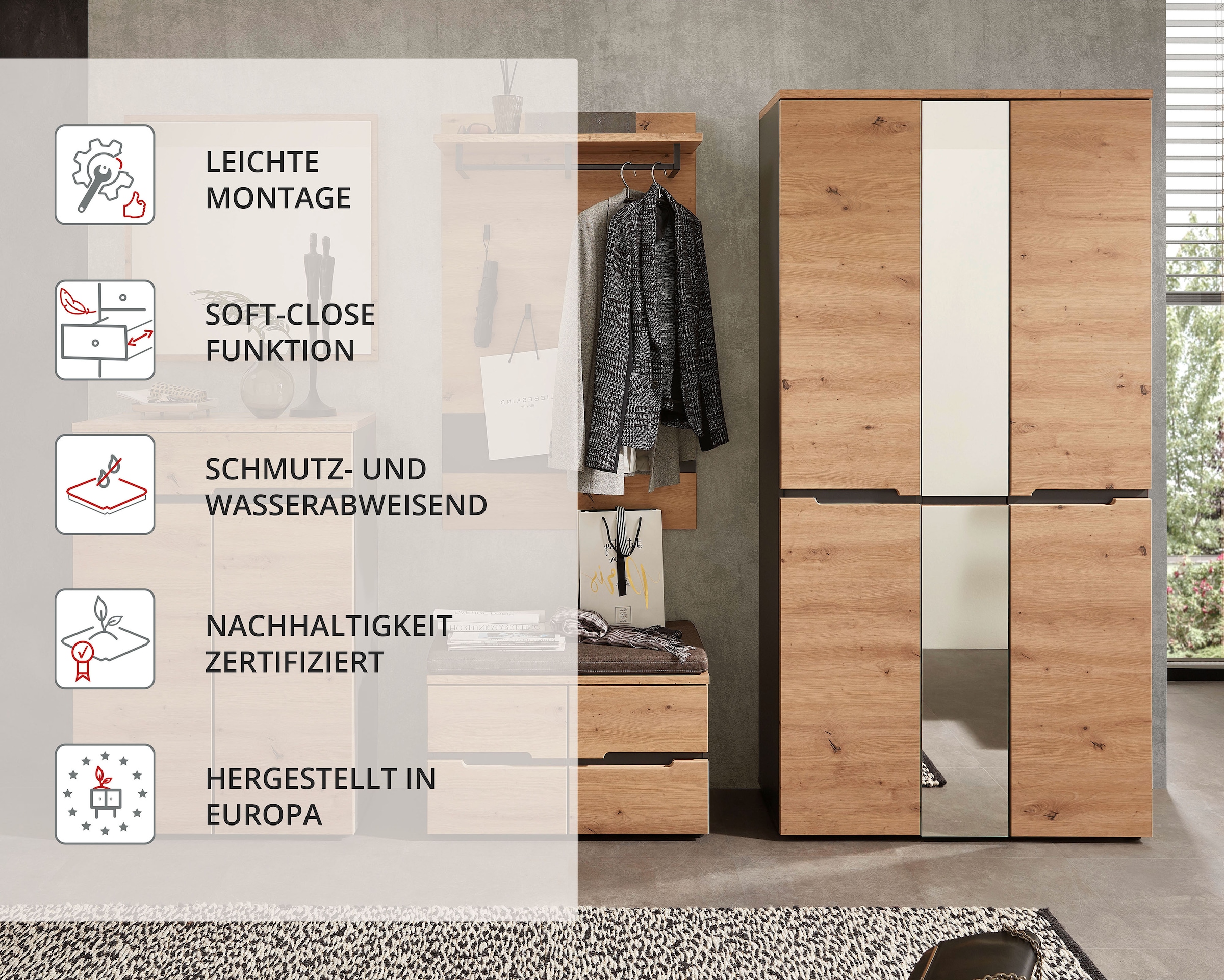 Innostyle Garderoben-Set »MEMPHIS«, (Komplett-Set, 5 St.)