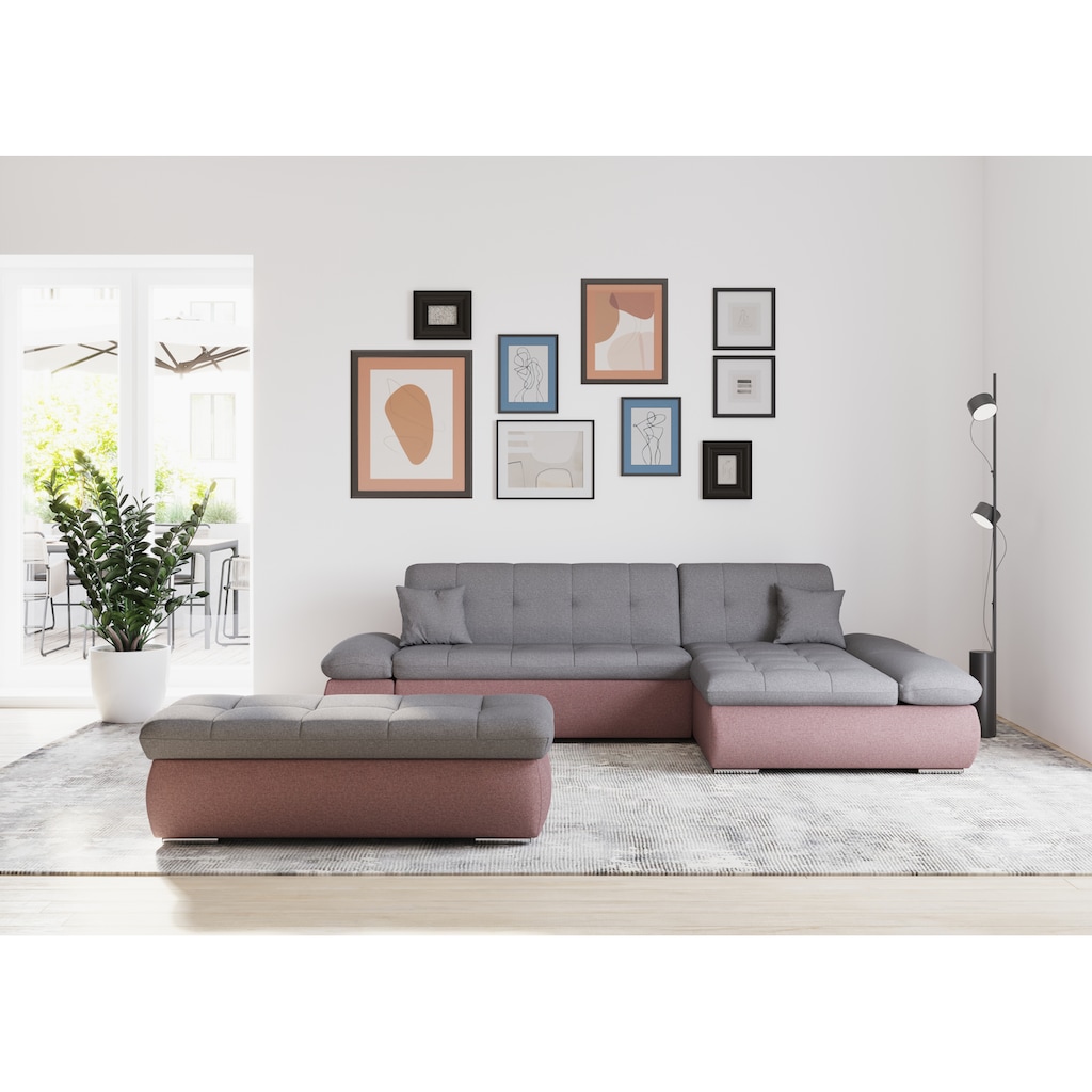 DOMO collection Ecksofa »Moric«, XXL-Format, auch mit Bettfunktion und Armverstellung, auch in Cord