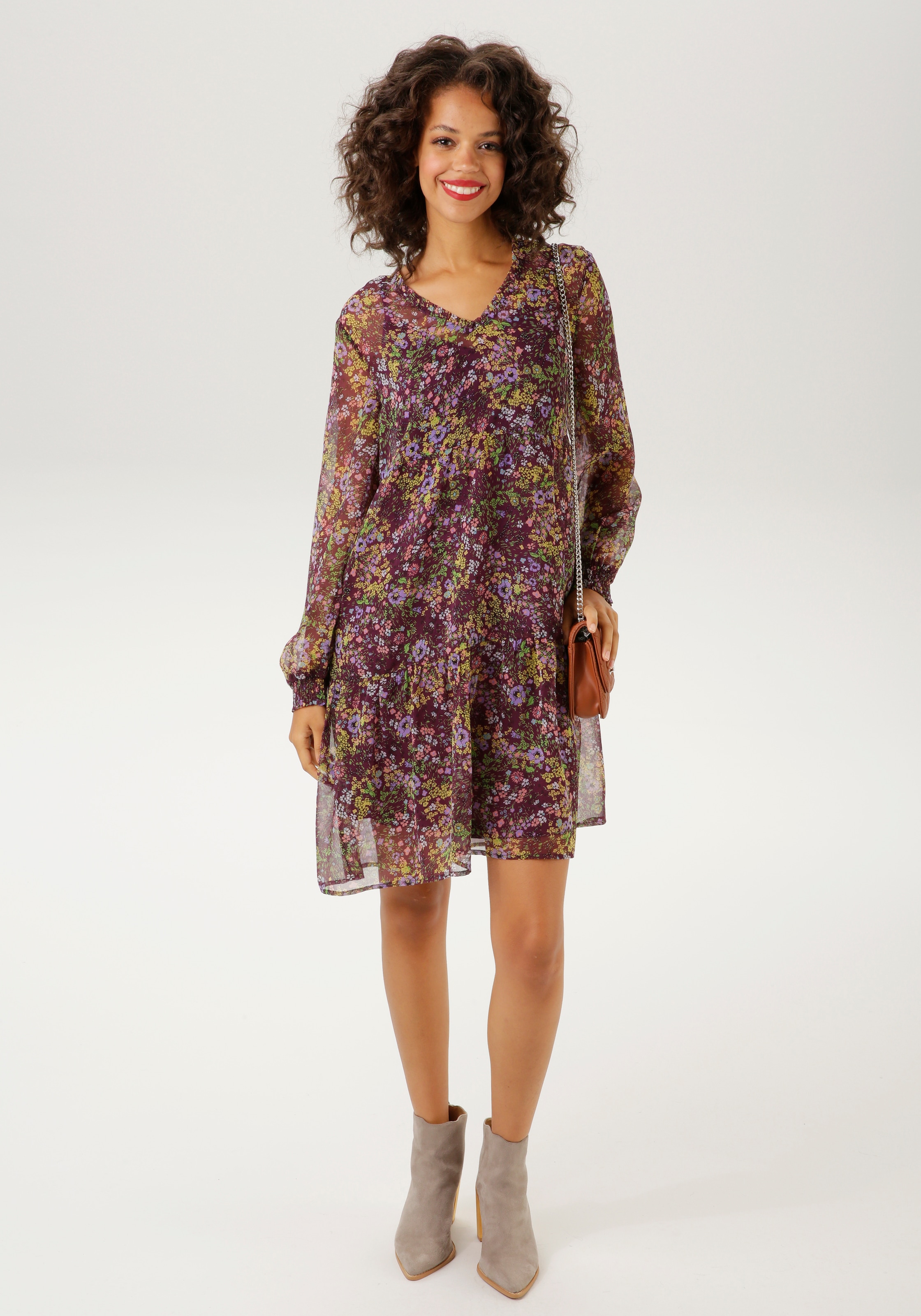 Aniston CASUAL Blusenkleid, mit farbenfrohen Blumendruck - NEUE KOLLEKTION