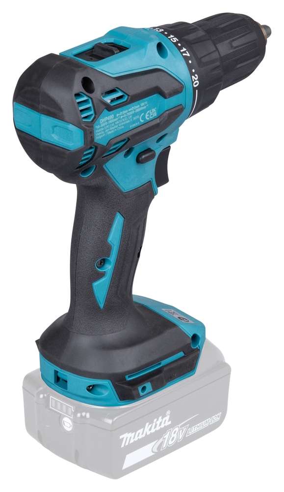Makita Akku-Schlagbohrschrauber »»DHP490Z« 18V, ohne Akku und Ladegerät« max. 65 Nm, 0-1.900 min⁻¹,  kraftvoller, bürstenlos, allgemein einsetzbar zum Schrauben und Bohren