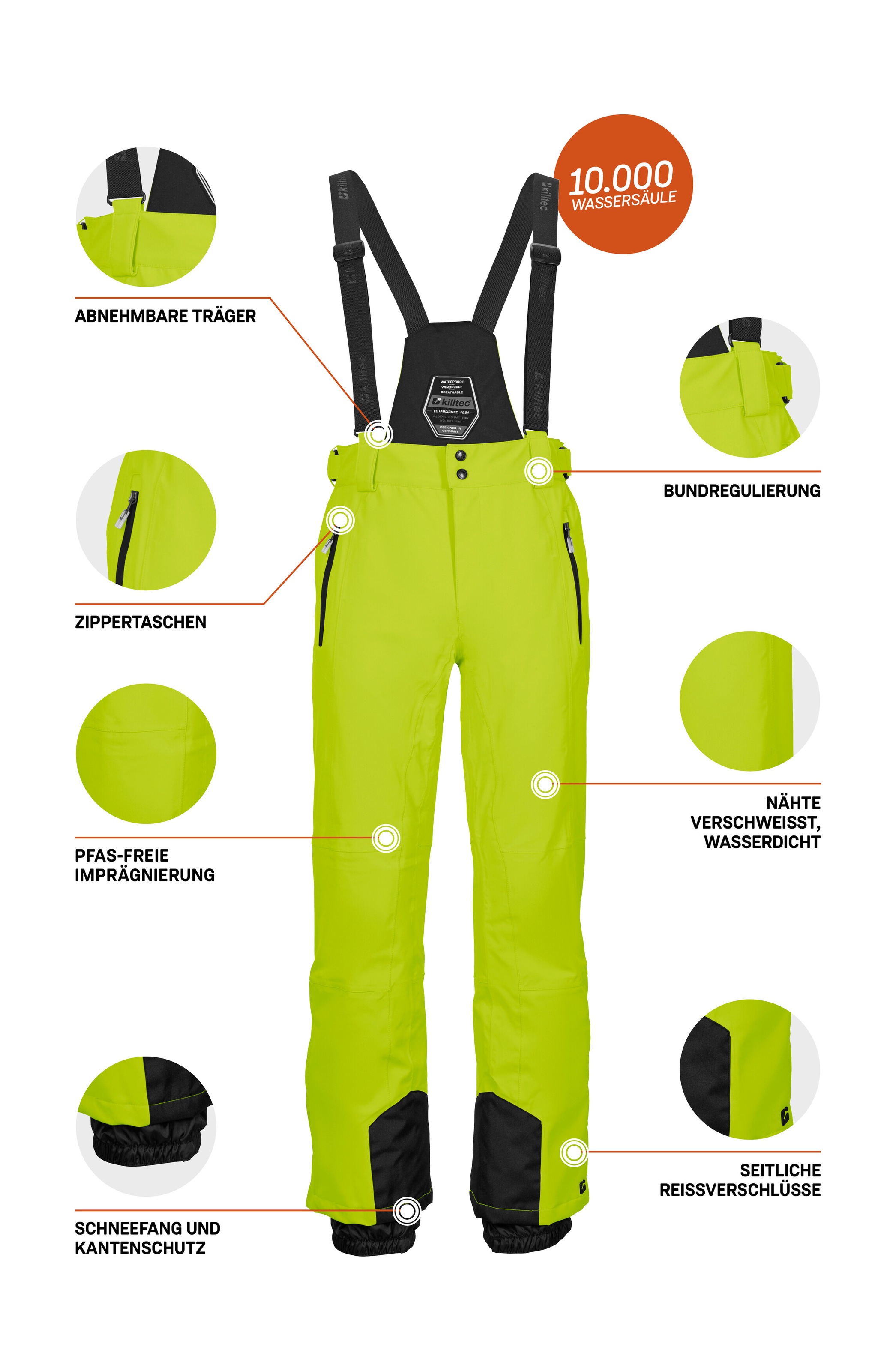Killtec Skihose »KSW 100 ENOSH MN SKI PNTS«, Wind- und wasserdichte Skihose, verstellbar, mit Schneefängen