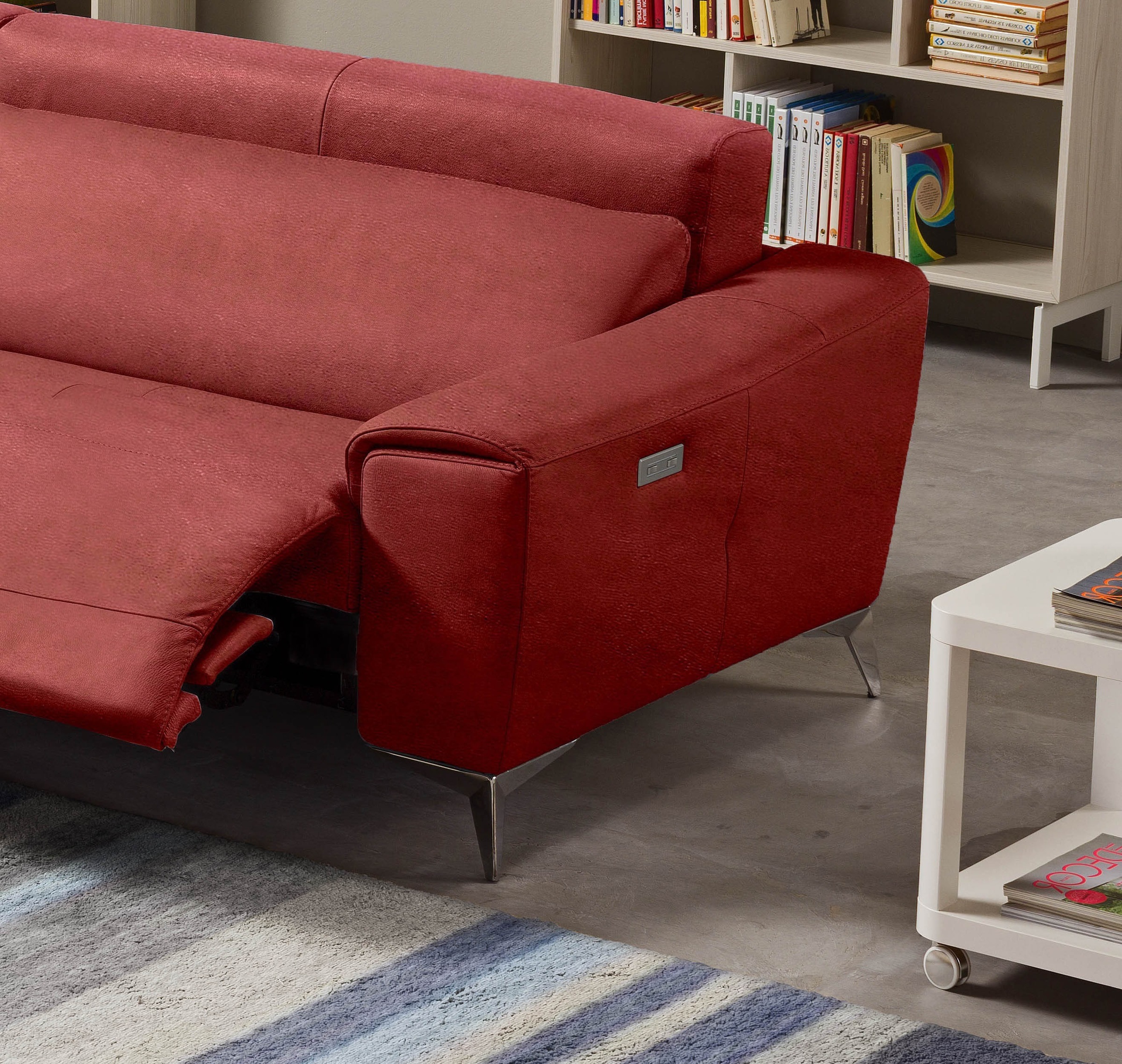 Egoitaliano Ecksofa »Suzette, Designsofa mit hohem Sitzkomfort«, mit Recamiere, inkl. 1 elektronischen Relaxfunktion, L-Form
