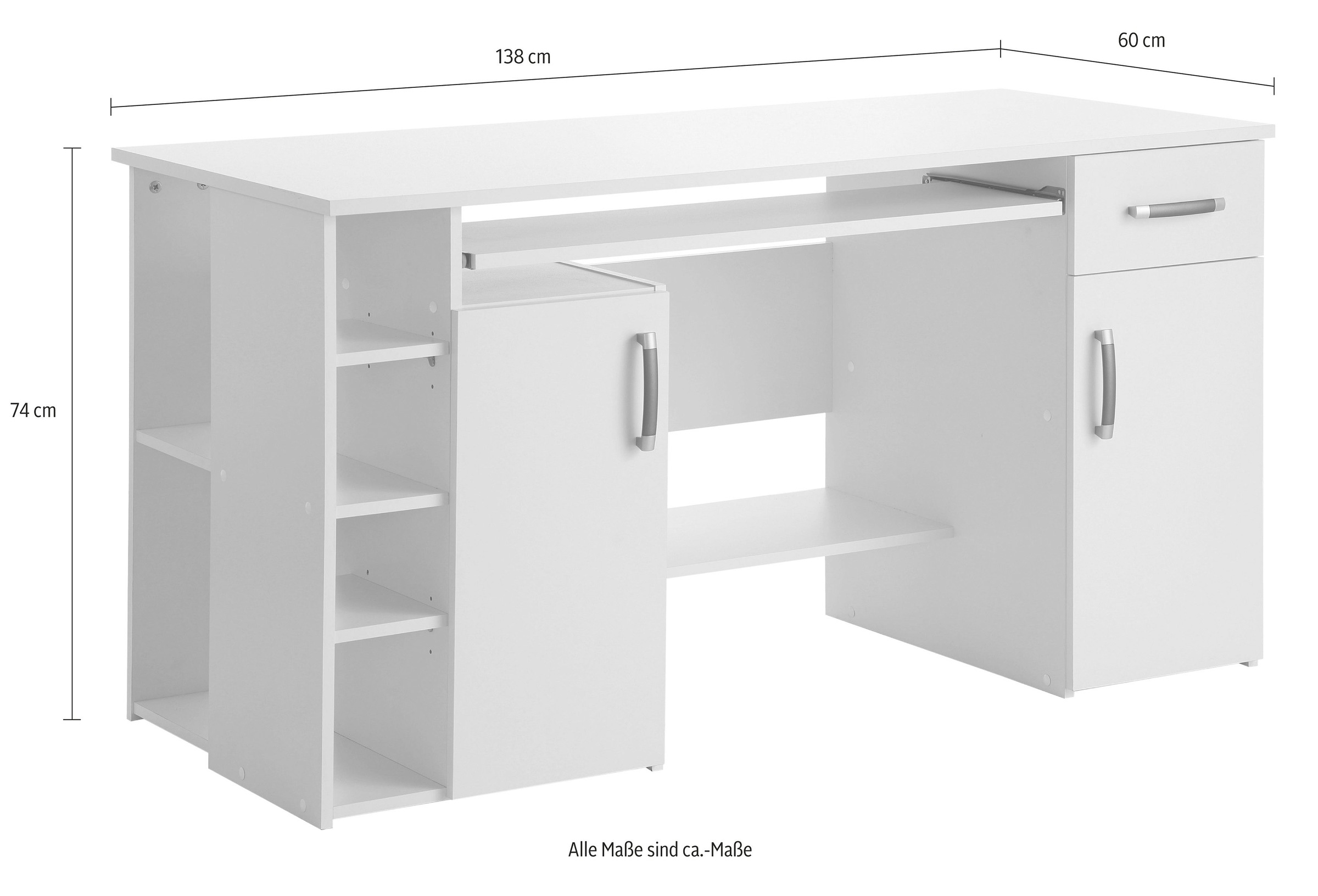 VOGL Möbelfabrik Schreibtisch »Tim«, mit 5 Fächern und Tastaturauszug, Made in Germany