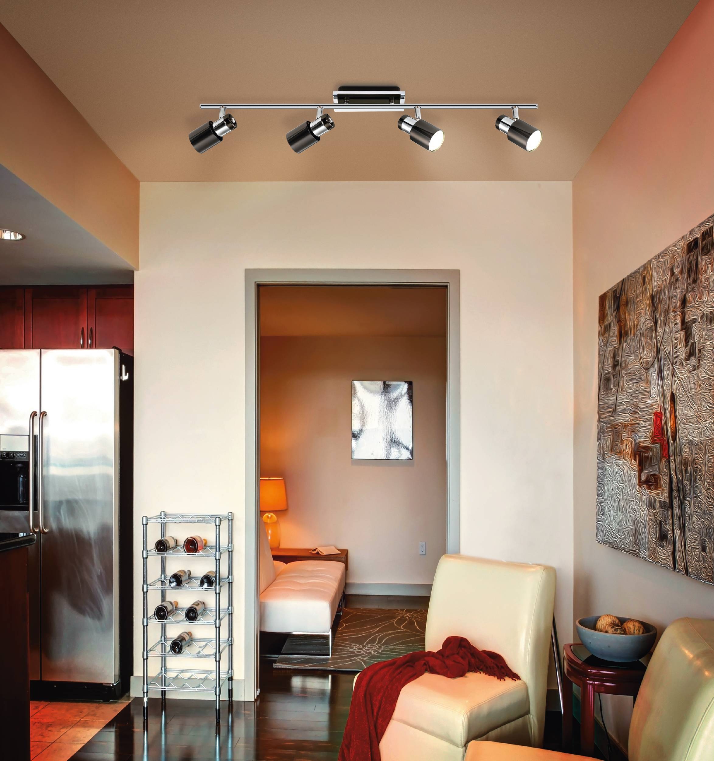 EGLO Deckenleuchte »Davida 1 Deckenlampe, Deckenspot aus Metall, Wohnzimmerlampe, GU10« GU10 1 Stk. Spot - L78 x B7 cm - nickel-nero - 4X4,6W inkl.