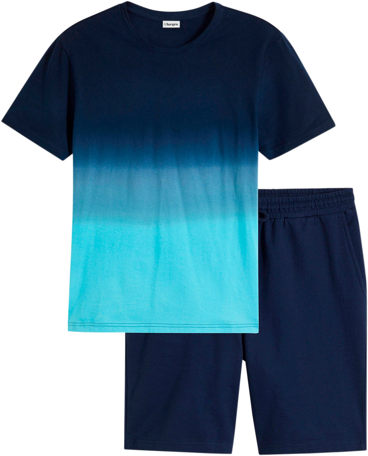 bonprix T-Shirt »T-Shirt und Sweat-Bermuda (2-tlg.Set) aus reiner Baumwolle« Set, 2, 2 Stk. regular fit, Kurzarm, zweiteiliges Set mit Sweat-Bermuda
