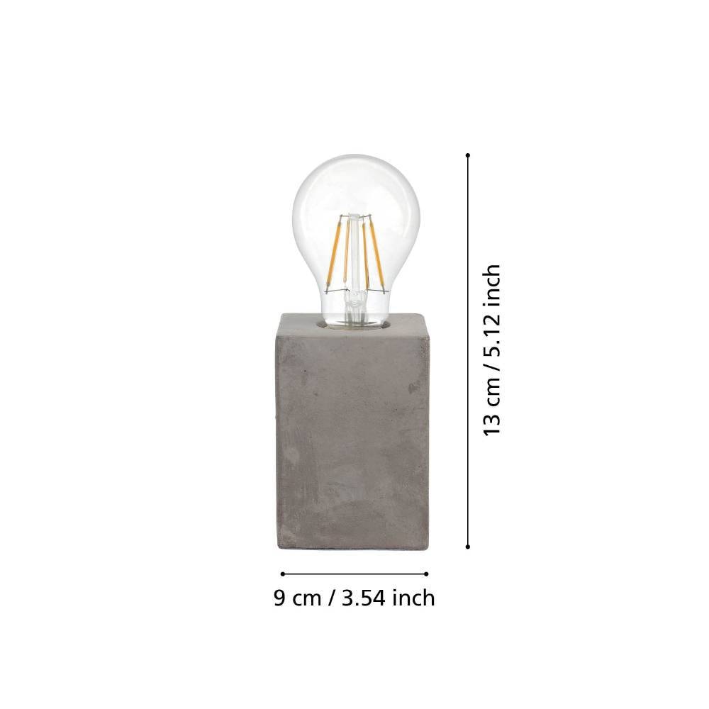 EGLO Tischleuchte »PRESTWICK Tischlampe, Grau, Keramik, Beton-Optik, ohne Lampenschirm«, 1 flammig, Leuchtmittel E27 | ohne Leuchtmittel, Nachttischlampe, Deko, E27, Industrial, Schalter am Kabel, 9x9x13 cm