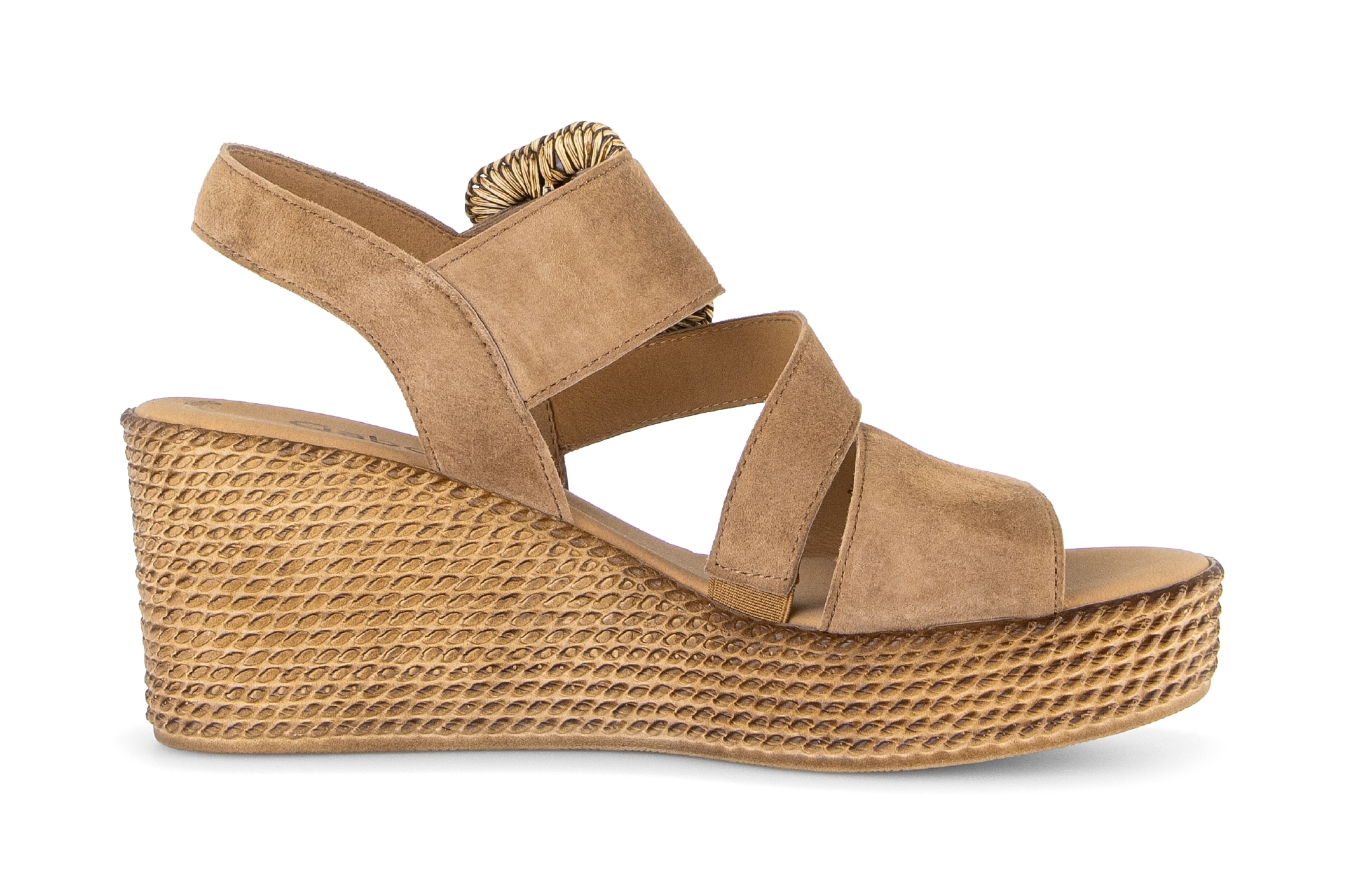 Gabor Keilsandalette  , Sommerschuh, Riemchensandale mit auffälliger Zierschnalle