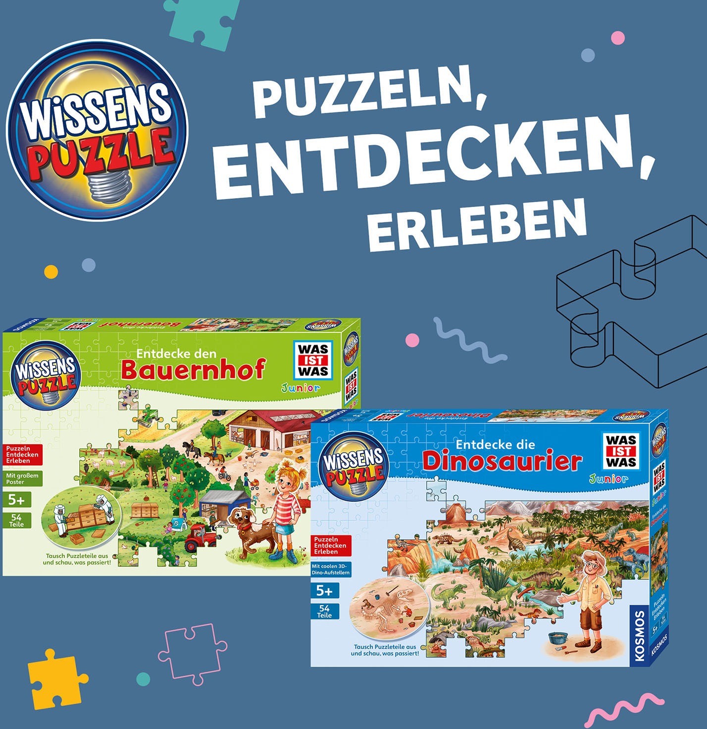 Kosmos Puzzle »WAS IST WAS Junior, Entdecke die Dinosaurier«, Made in Germany