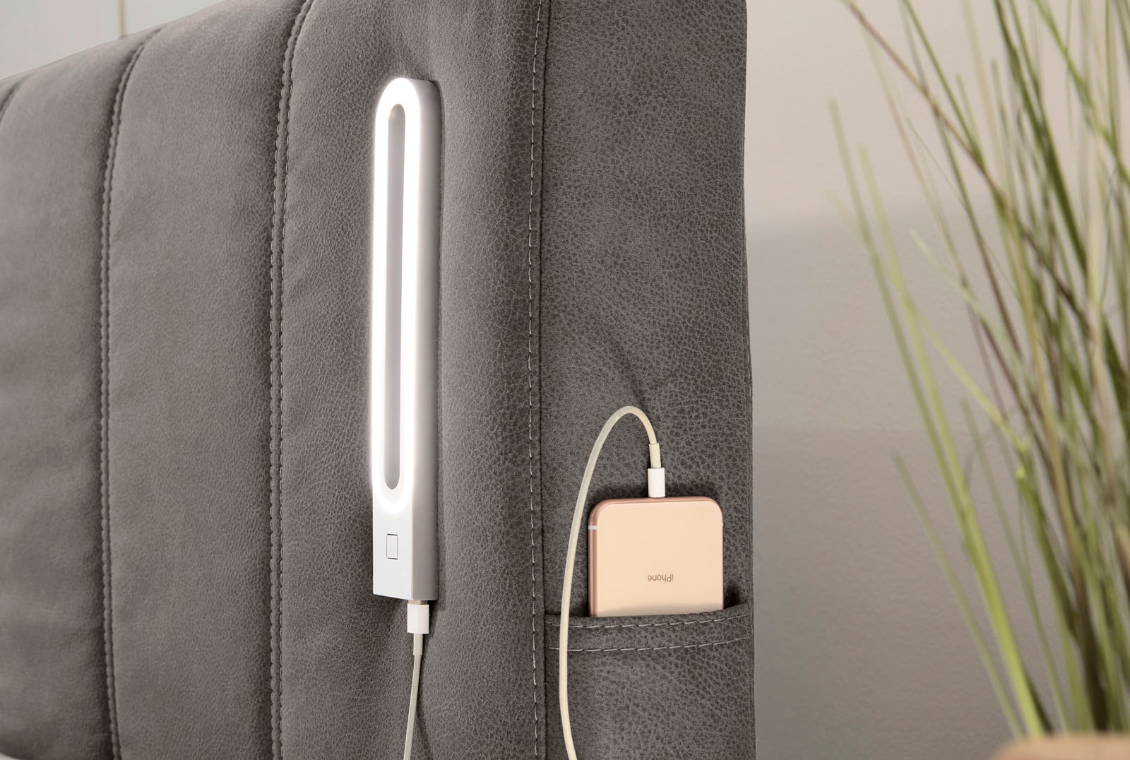 Jockenhöfer Gruppe Boxspringbett Kati, mit Topper, Bettkasten, dimmbare LED-Beleuchtung und USB Ladeport