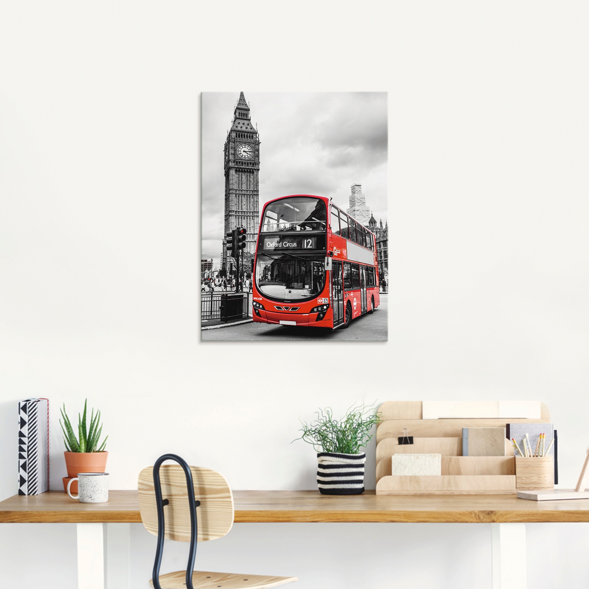 Artland Glasbild »London Bus und Big Ben«, Gebäude, (1 St.), in verschiedenen Größen