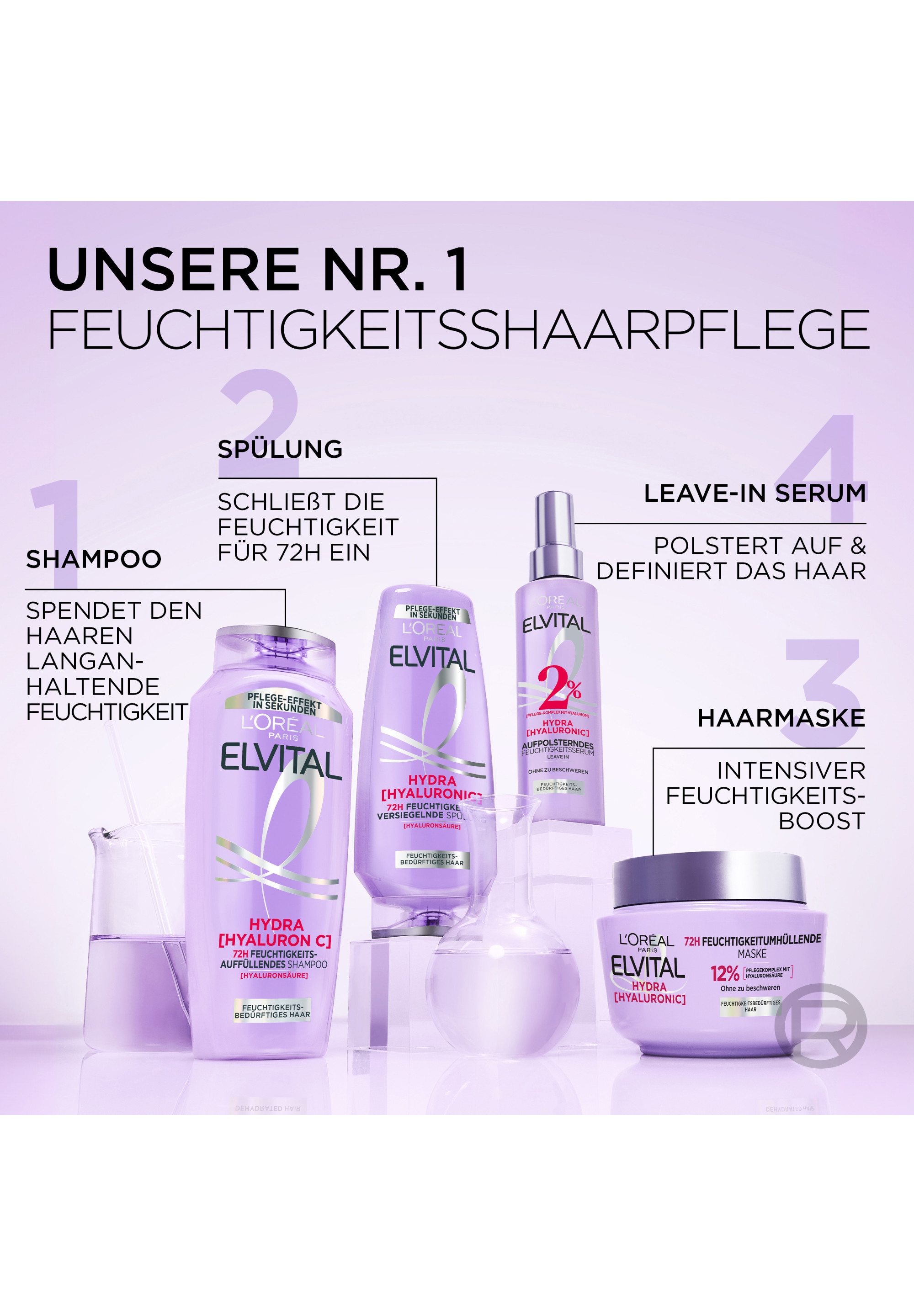 L'ORÉAL PARIS Haarshampoo »L'Oréal Paris Elvital Hydra [Hyaluronic] Shampoo (6er)«