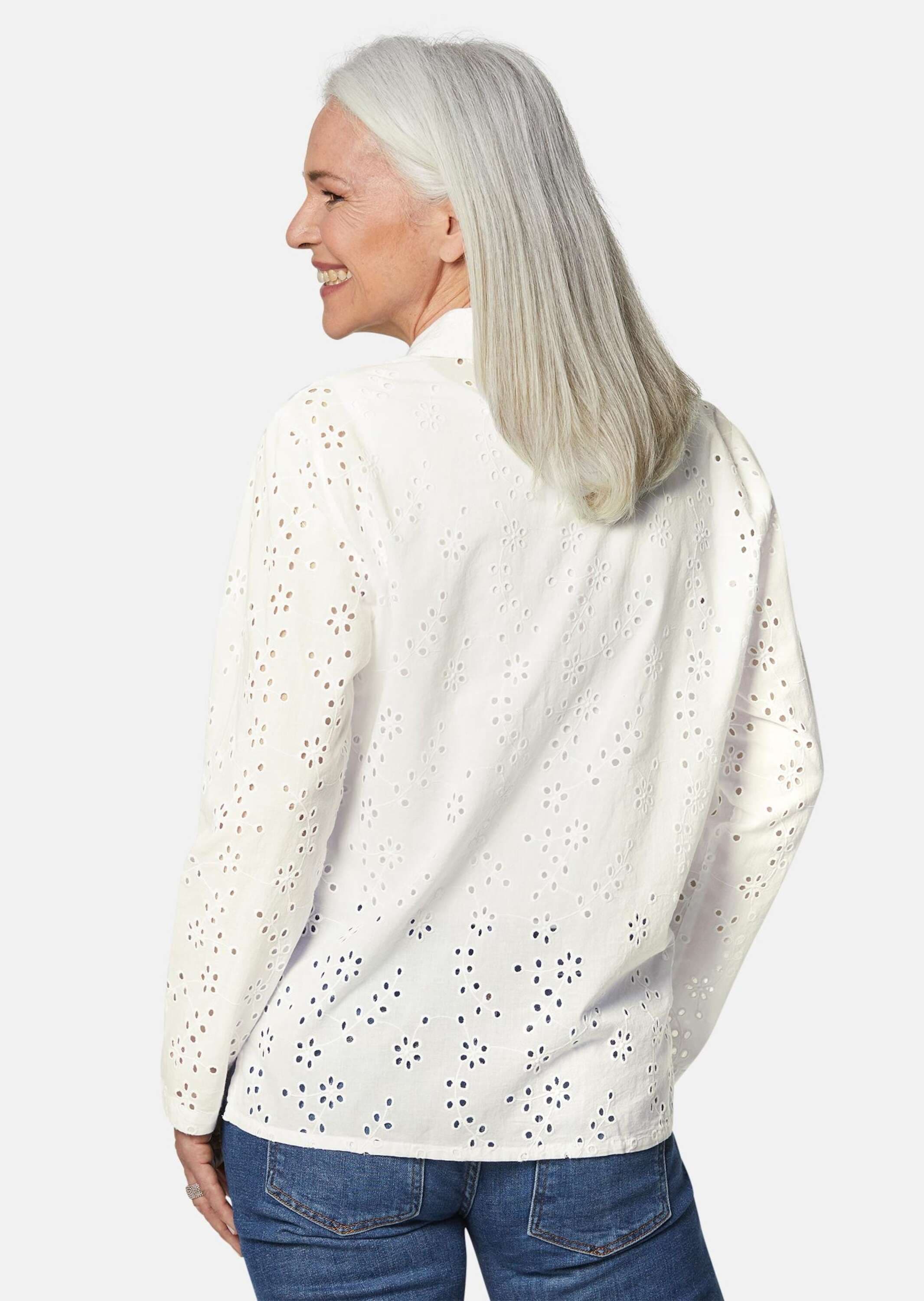 GOLDNER Langarmbluse »Leichte Blusenjacke aus Baumwolle«