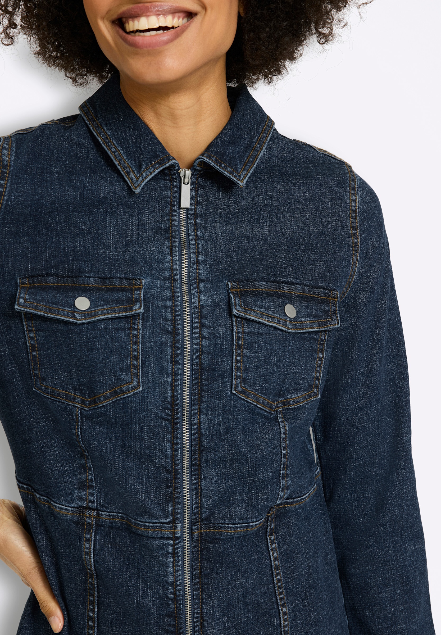 heine Jeanskleid »Jeans-Kleid Jeanskleid mit Hemdkragen« Brusttasche