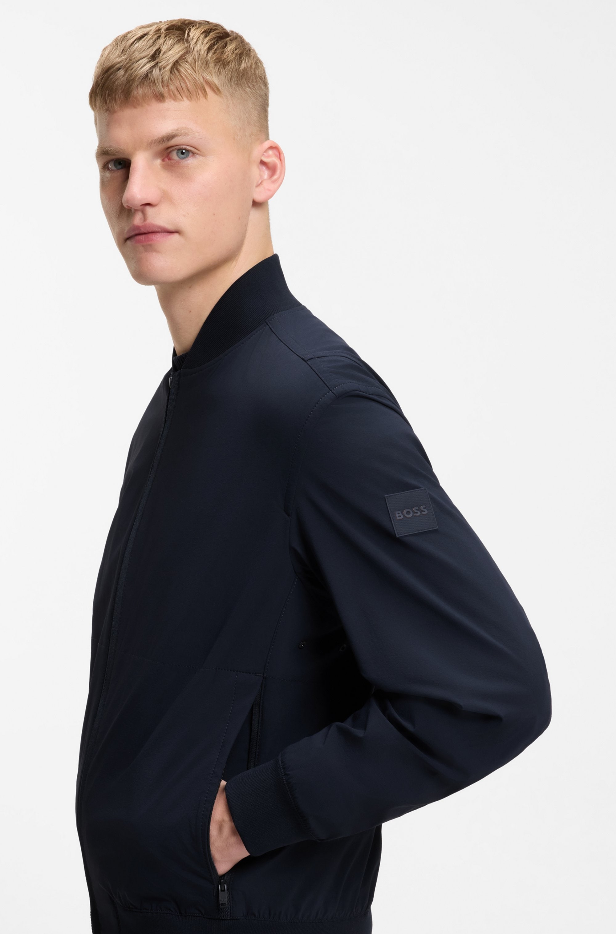 BOSS ORANGE Blouson »Osruf« Rippbündchen, Regular Fit, 2-wege-Reißverschluss