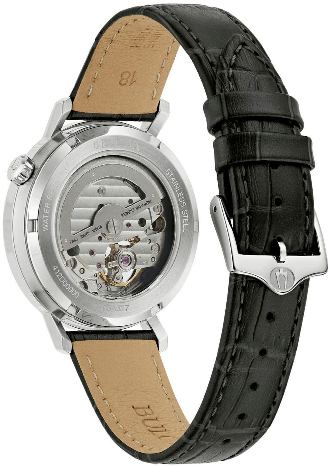 Bulova Automatikuhr, Armbanduhr, Herrenuhr, Mechanische Uhr, Lederarmband, analog
