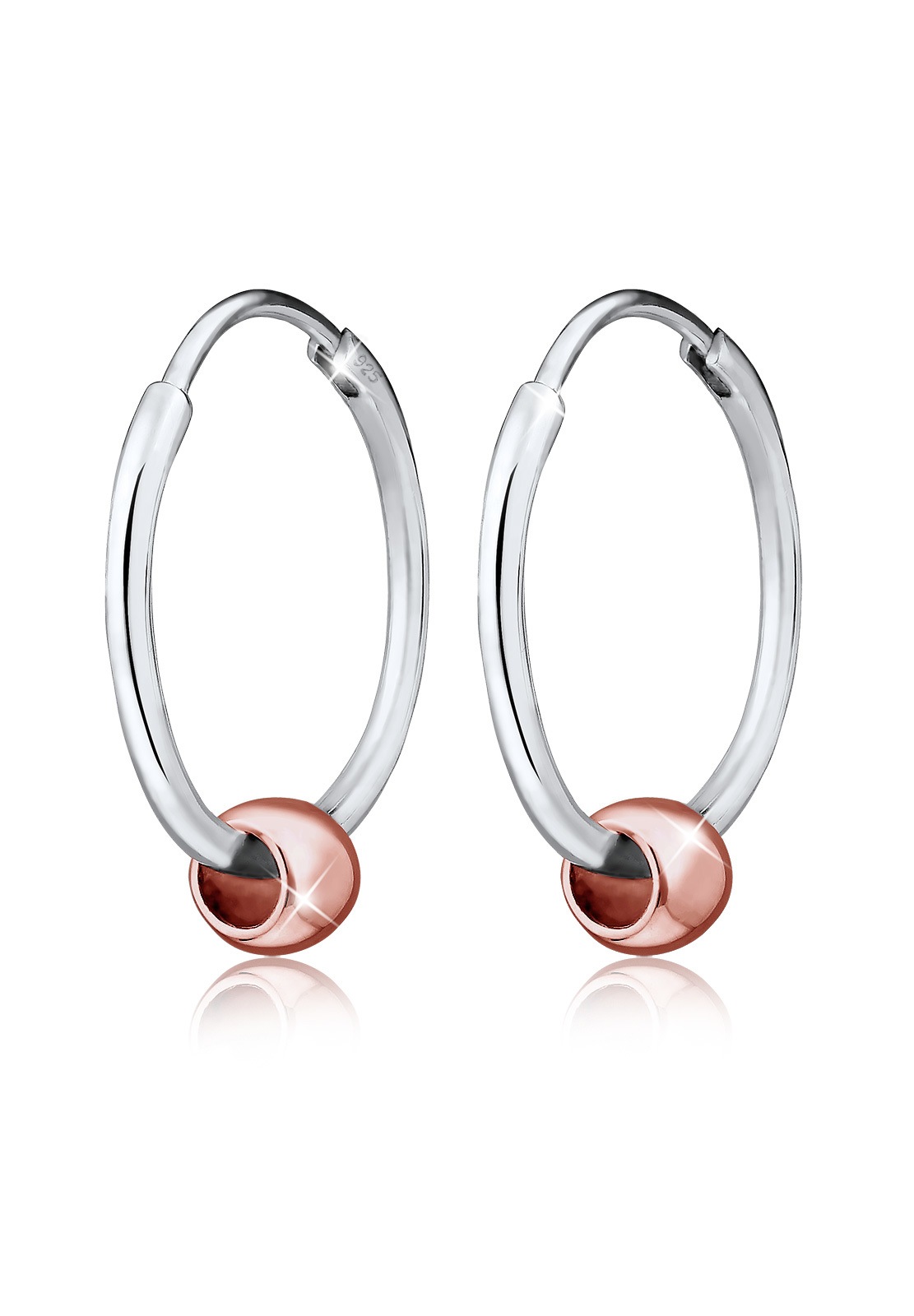 Elli Paar Creolen »Kugel Geo Creole Bi-Color 925 Sterling Silber«