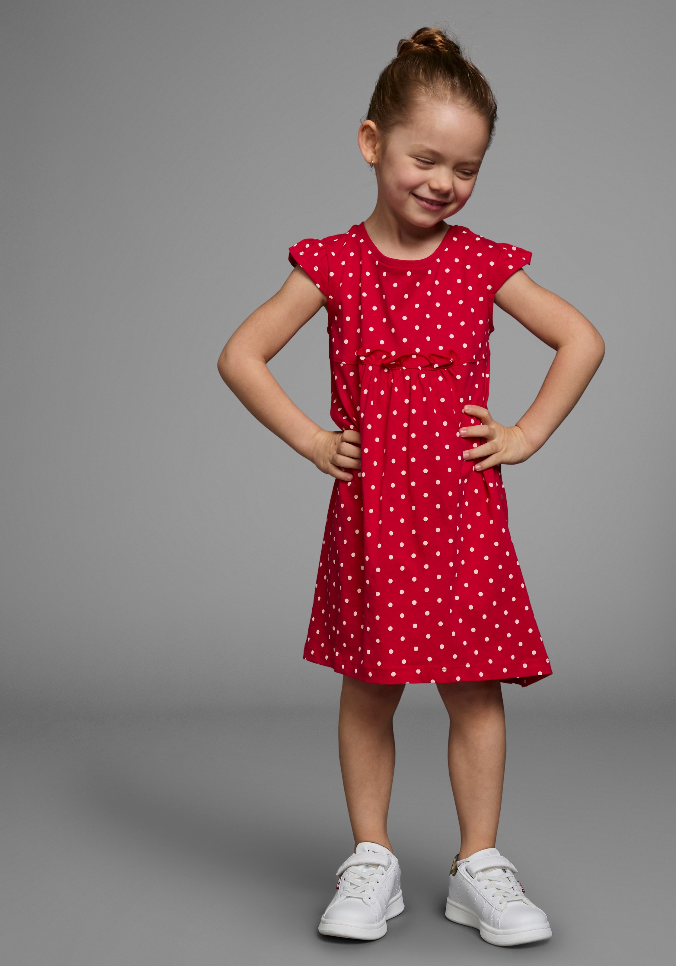 KIDSWORLD Jerseykleid »für kleine Mädchen«, (Packung, 2 tlg.), festliche Anlässe, kniefrei, modischer Stil, aus reiner Baumwolle