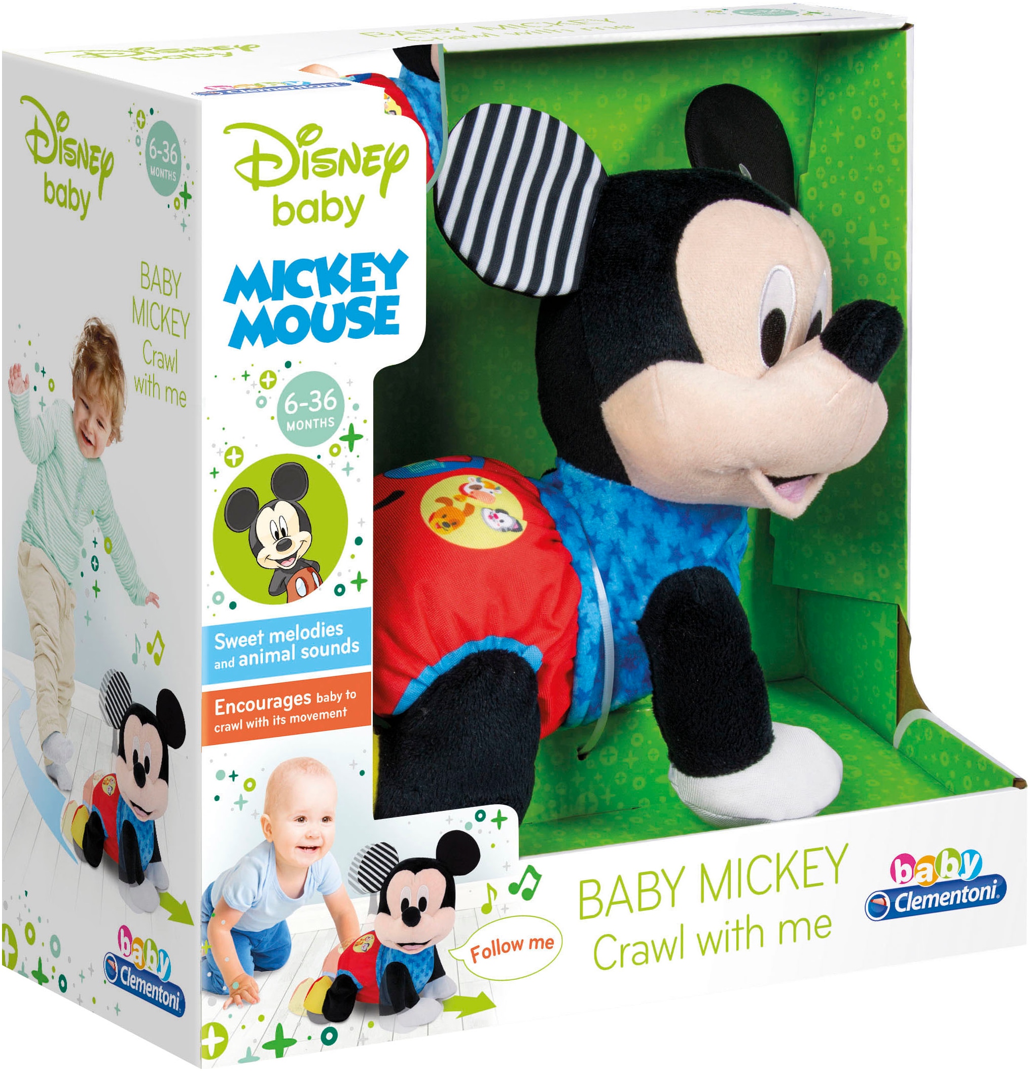 Clementoni® Plüschfigur »Disney Baby, Baby Mickey, Krabbel mit mir«, interaktiv; Made in Europe