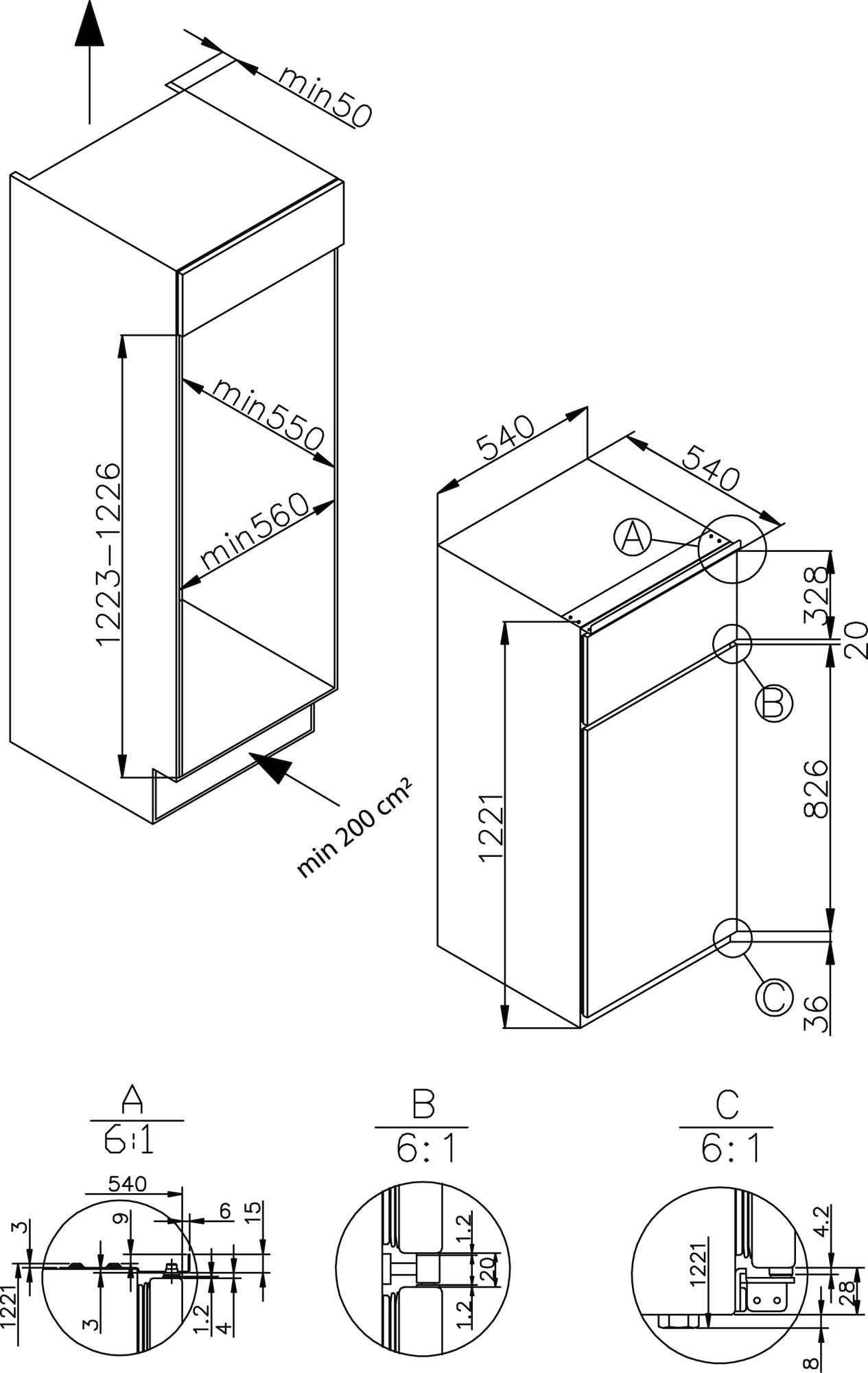 Amica Einbaukühlgefrierkombination »EKGC 16160«, Abtauautomatik
