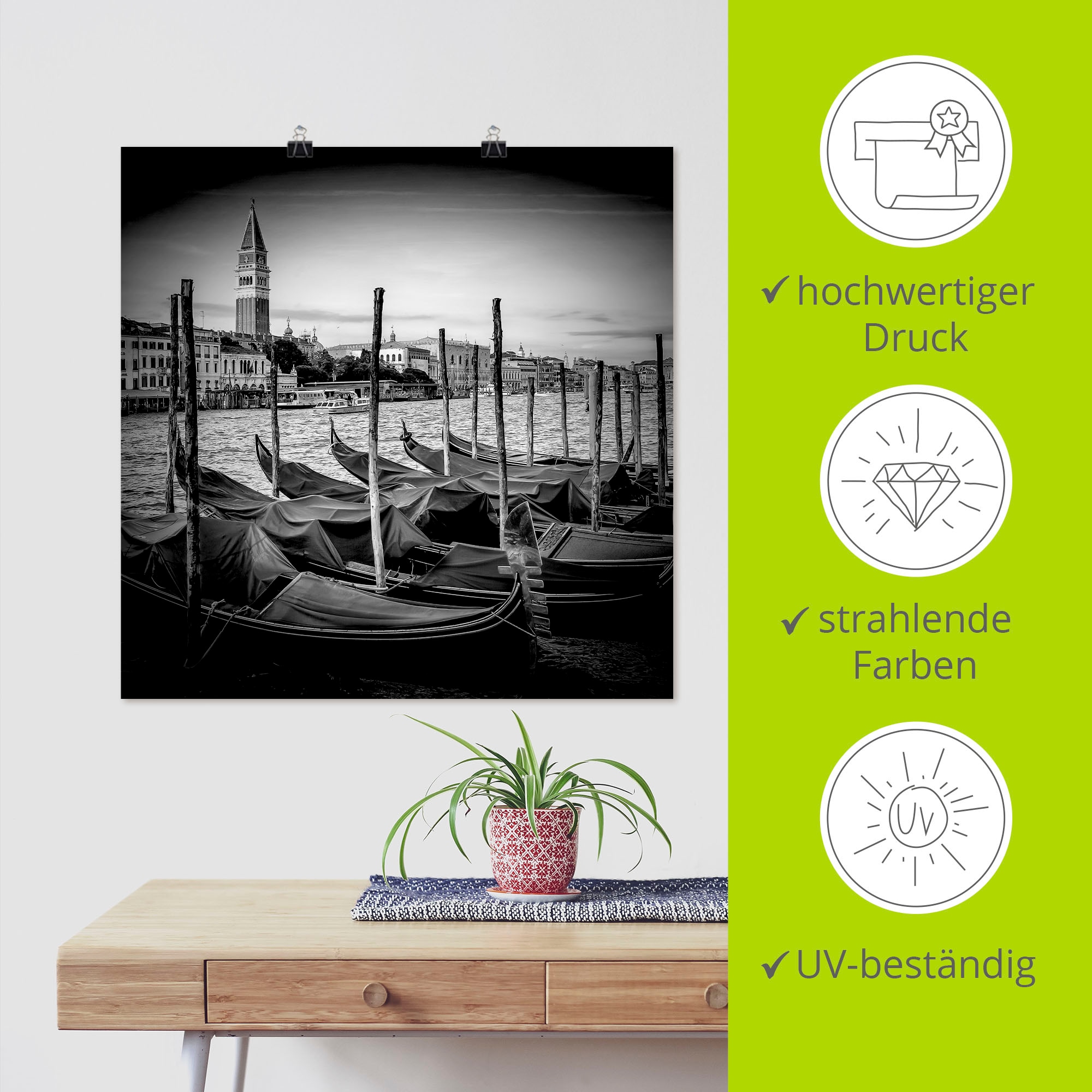 Artland Poster »Venedig Canal Grande & Markusturm II«, Italien, (1 St.), als Alubild, Leinwandbild, Wandaufkleber oder Poster in versch. Größen