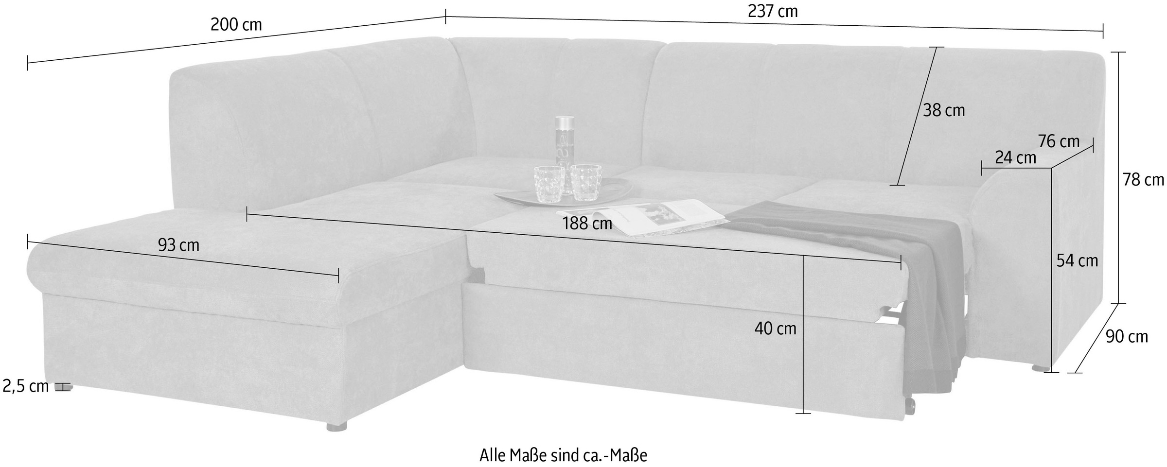 DOMO collection Ecksofa »Topper zeitlos elegant, kompakte Stellmaße, OTTOs Choice, L-Form«, mit Ottomane, wahlweise mit Schlaffunktion