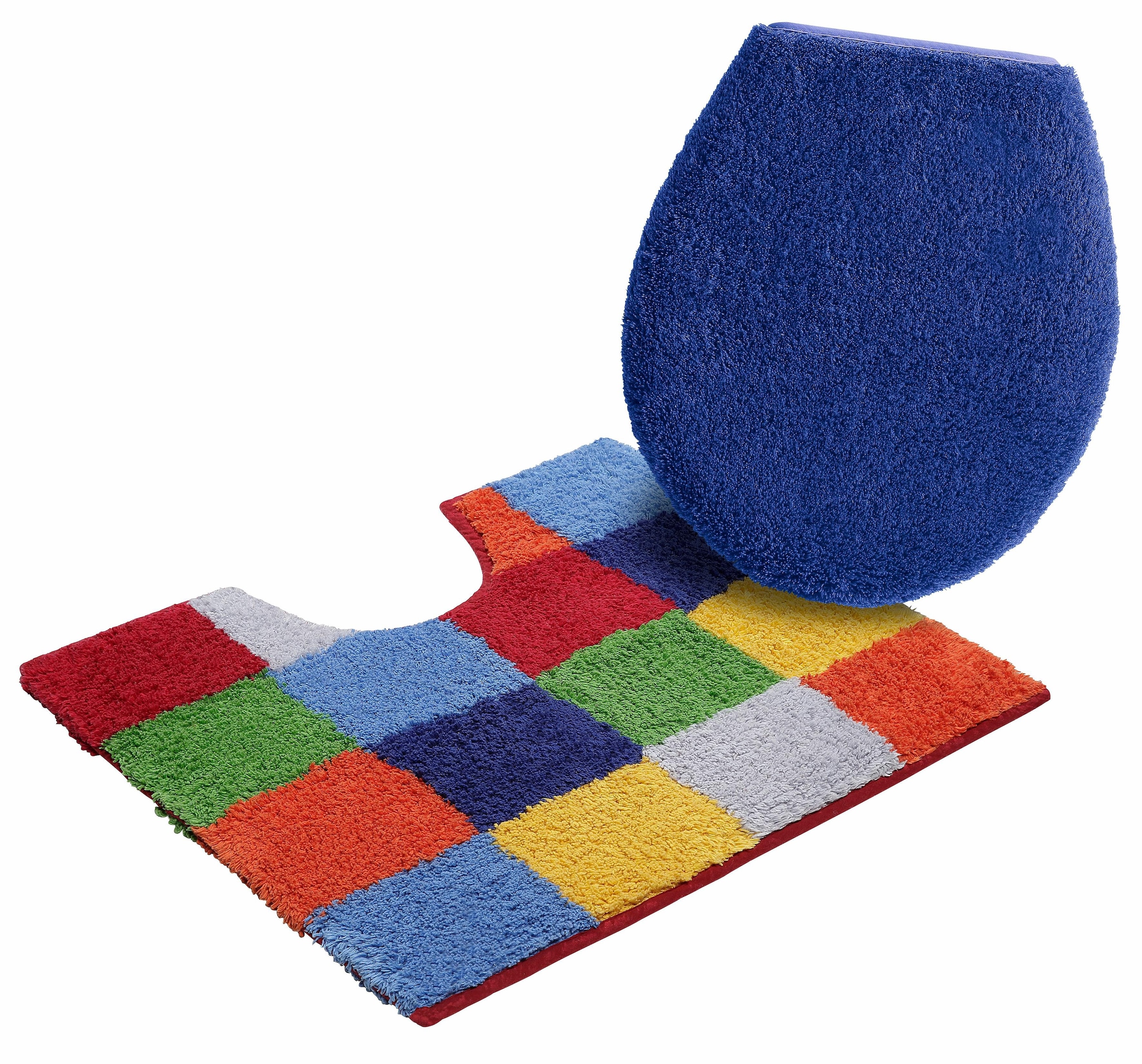 my home Badematte »Kira, Badvorleger, Badezimmer Teppich, Kästchen«, beidseitig nutzbar-fußbodenheizungsgeeignet-strapazierfähig, bunt, Badteppich, Badematten auch als 2 teiliges Set erhältlich
