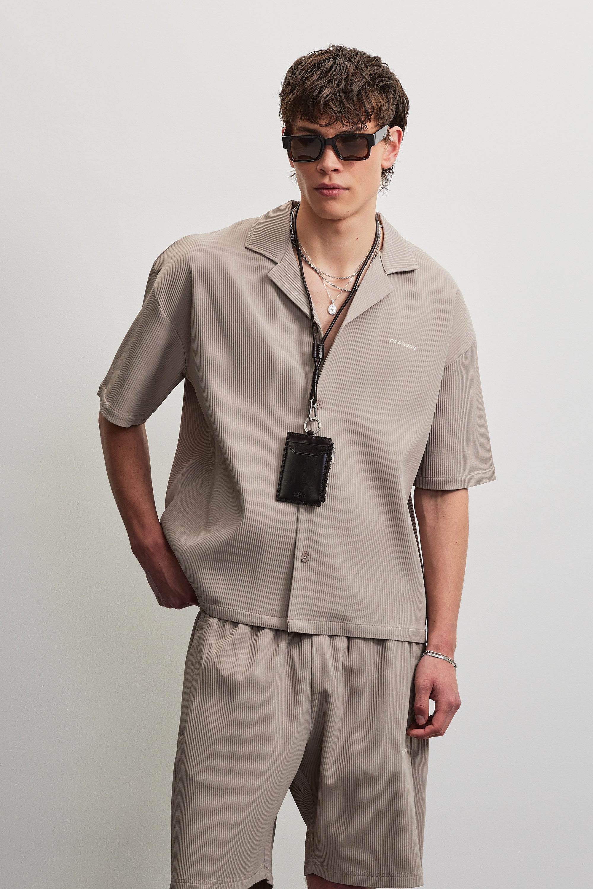 PEGADOR Kurzarmhemd »TROY PLISSEE SUMMER SHIRT« Baumwollmischung, regular fit