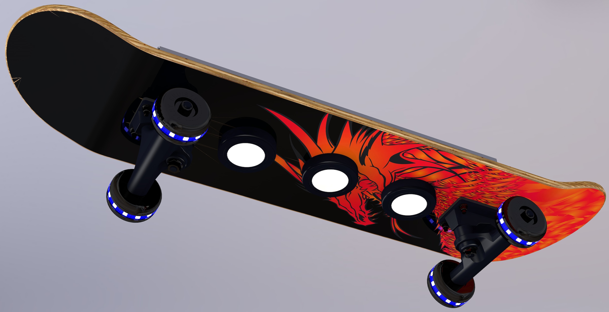 »Dragon«, online Cruiser, 7 Rollen OTTO - flammig-flammig, Easy LED Wheels bei Skateboard-Design, Deckenleuchte EVOTEC